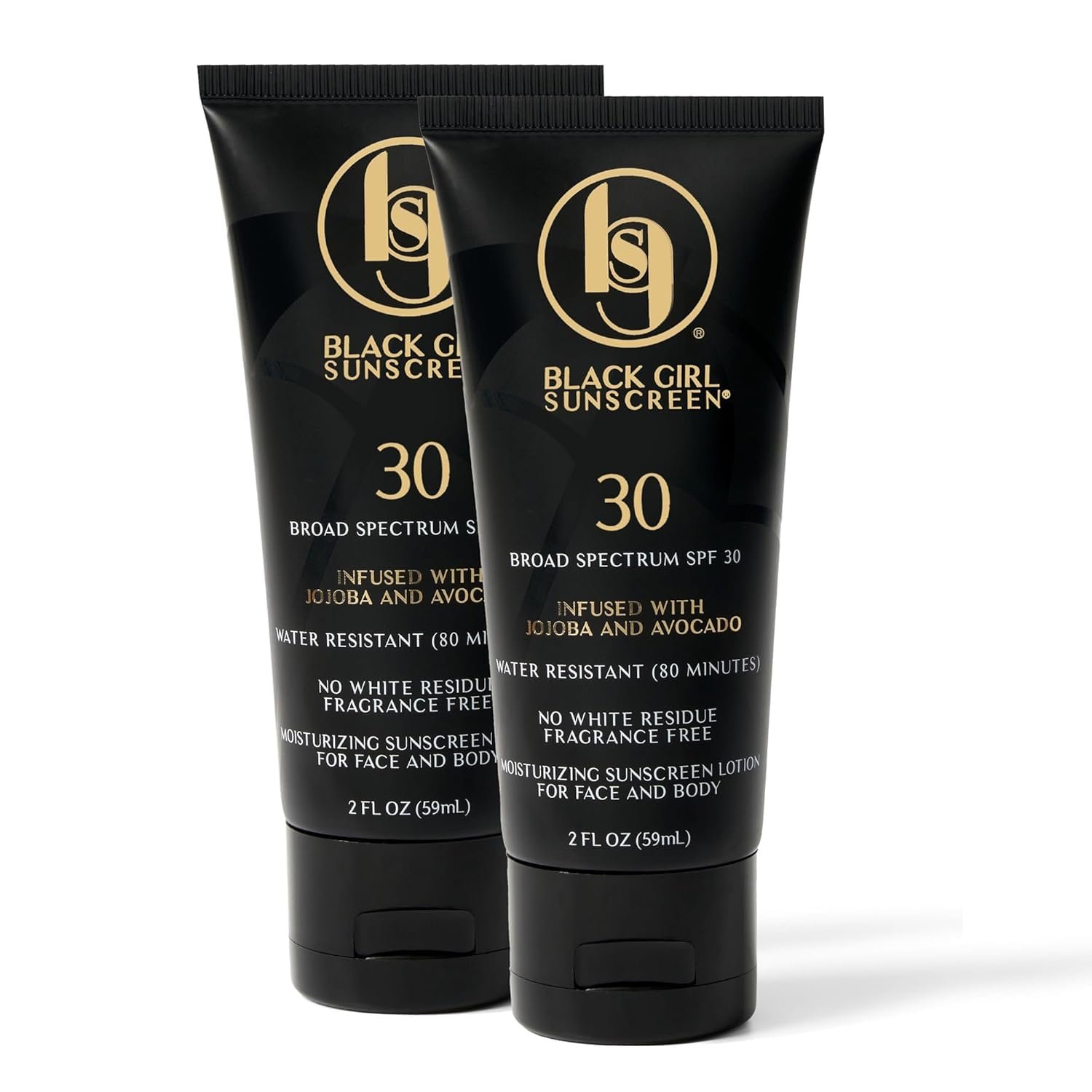 Black Girl Sunscreen SPF 30 Sun Lotion for Face & Body – 2 Fl Oz (2 Pack)