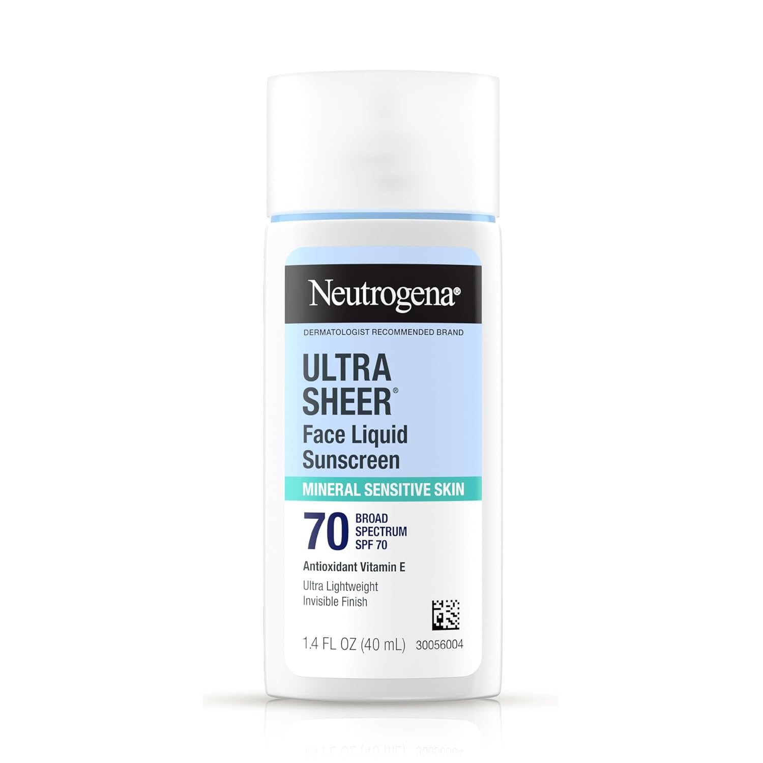 Neutrogena Ultra Sheer Liquid Mineral Face Sunscreen SPF 70, 1.4 fl oz | Lightweight, Sensitive Skin, Silky Non-Greasy Finish, Oxybenzone-Free Sun Care, Broad Spectrum