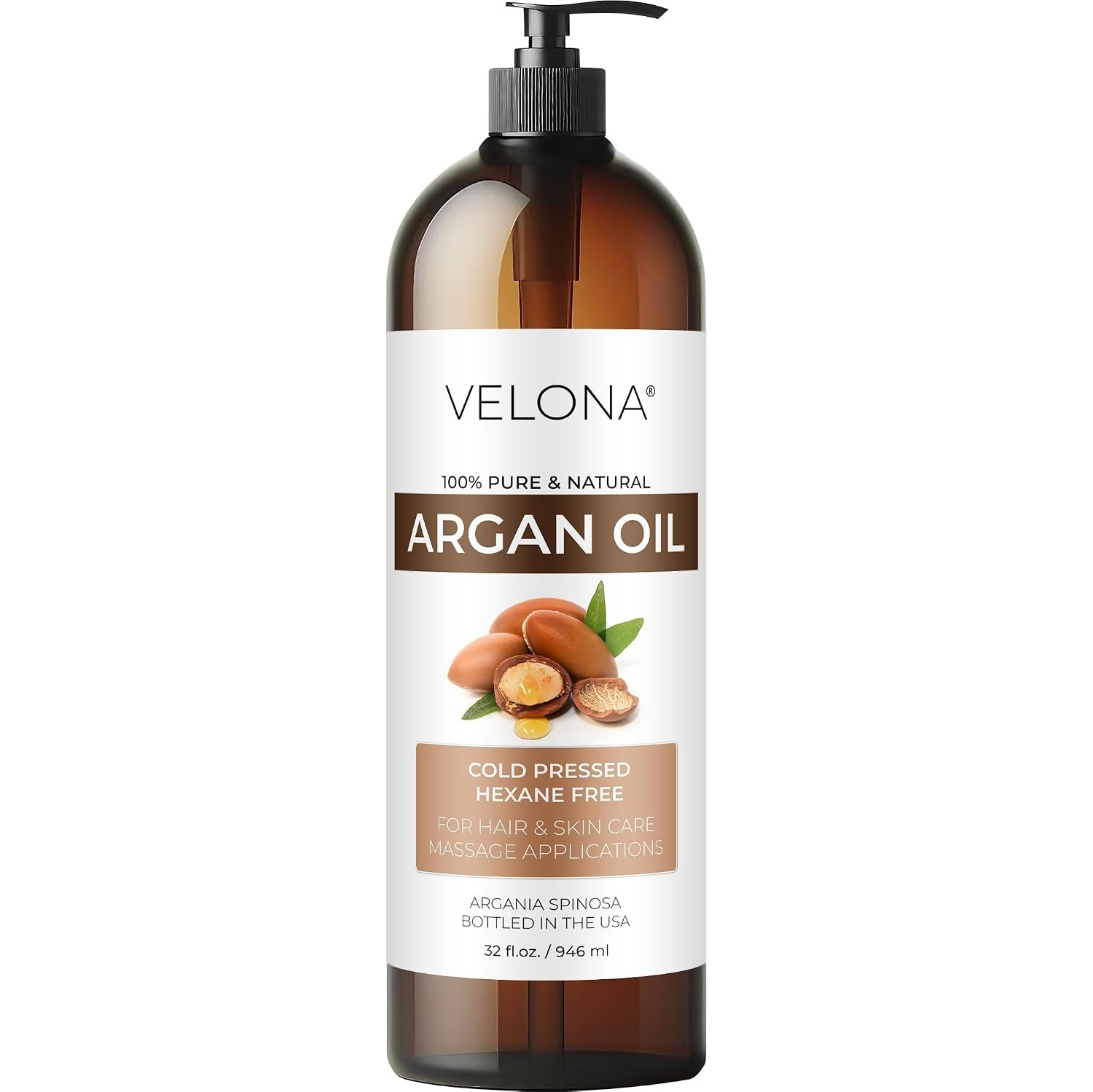 velona Argan Oil – 32 fl oz, Cold Pressed, Unrefined, with Pump