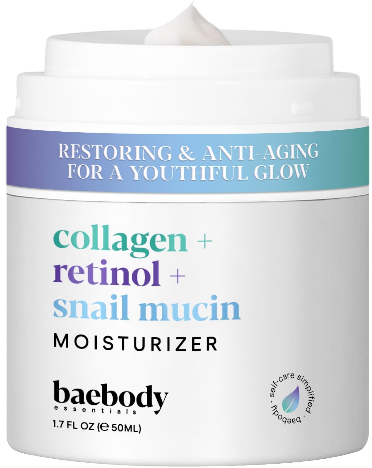 Baebody Collagen Retinol Snail Mucin Face Moisturizer, 1.7 fl oz | With Hyaluronic Acid – Anti-Aging and Anti-Wrinkle Face Cream for Fine Lines and Wrinkles