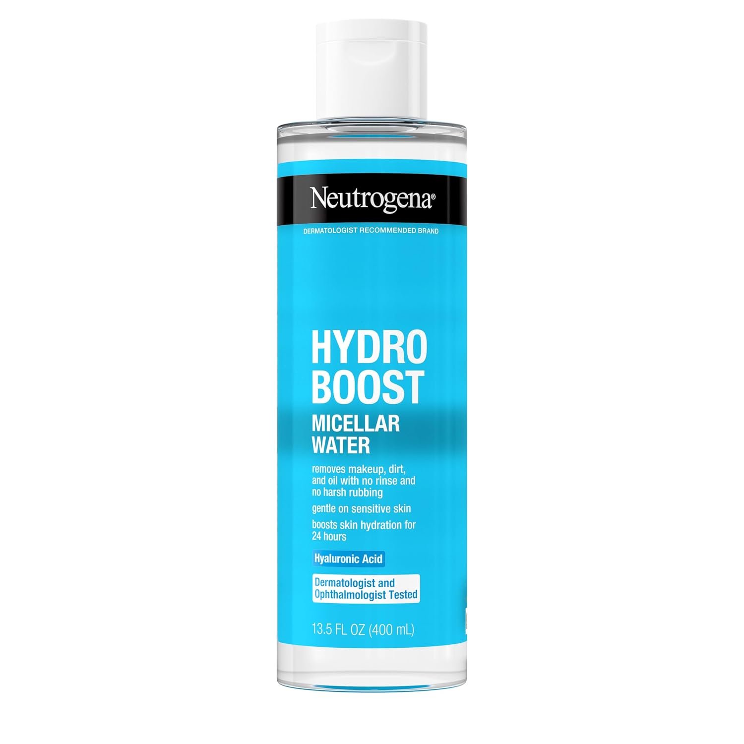 Neutrogena Hydro Boost Micellar Water with Hyaluronic Acid, 13.5 fl oz | Micellar Cleansing Water for Sensitive Skin, Removes Makeup, Dirt & Oil, Alcohol-Free