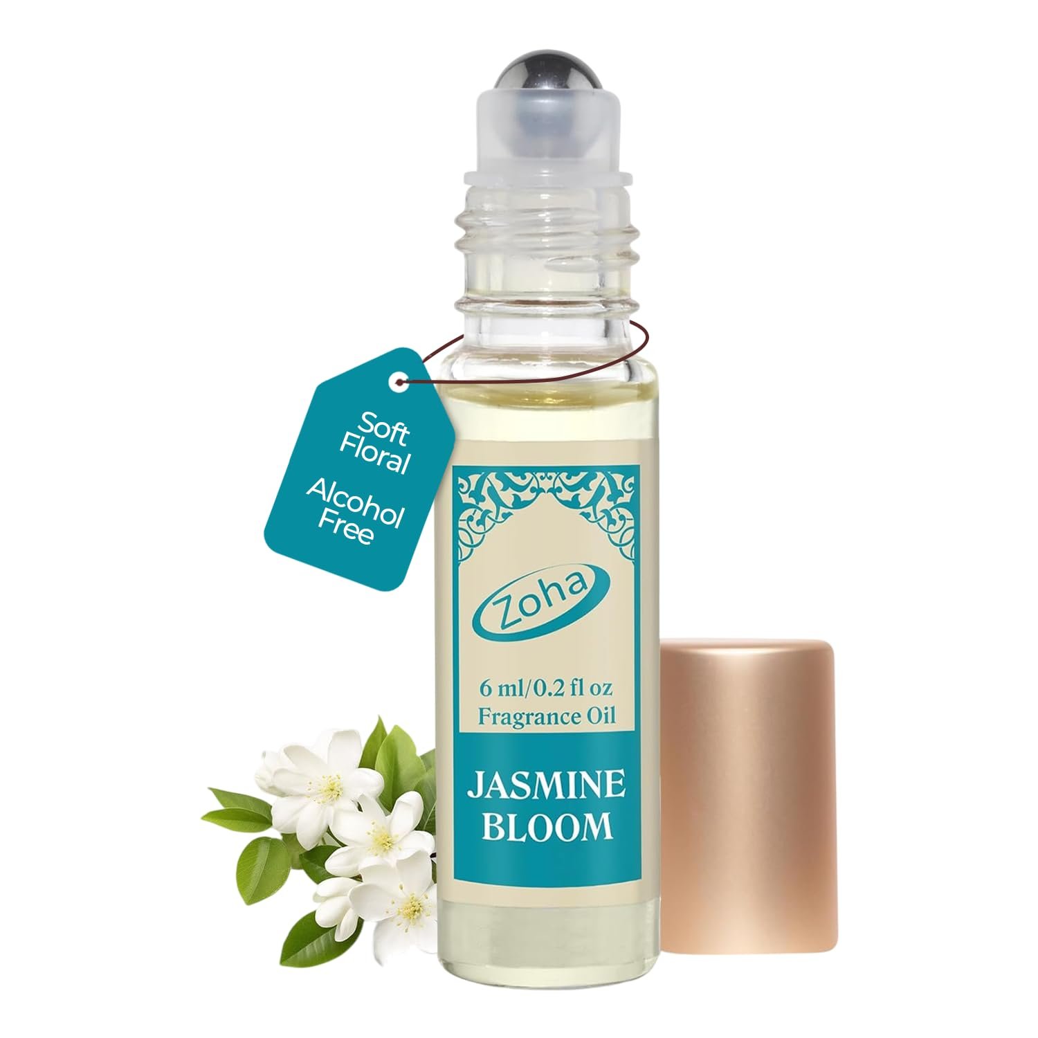 Jasmine Bloom | Roll on Perfumes for Women & Men | Alcohol-free Jasmine Perfume Oil | Travel Size Long Lasting Fragrance | 6ml Roller