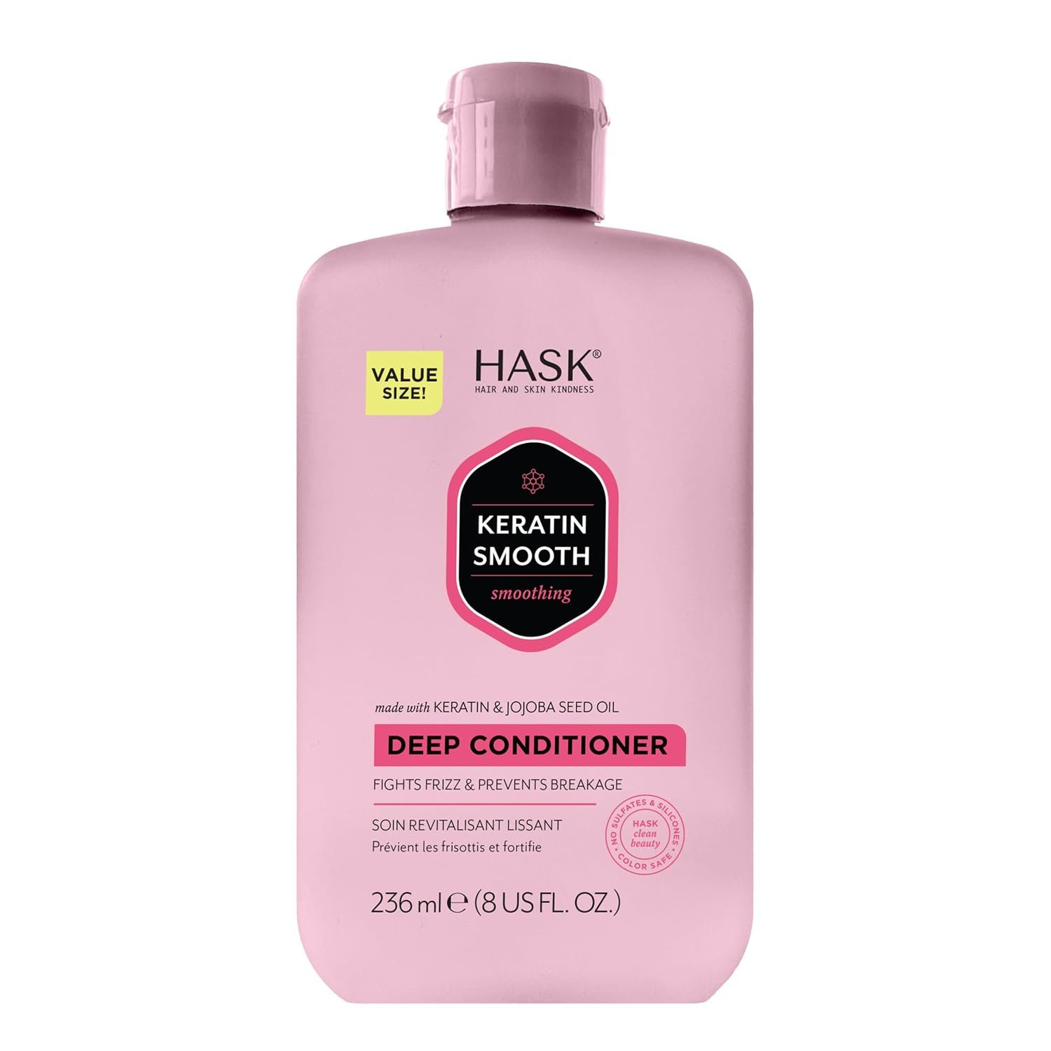 HASK Keratin Smoothing Deep Conditioner Treatment for all hair types, color safe, gluten free, sulfate free, paraben free – 8 Fl Oz