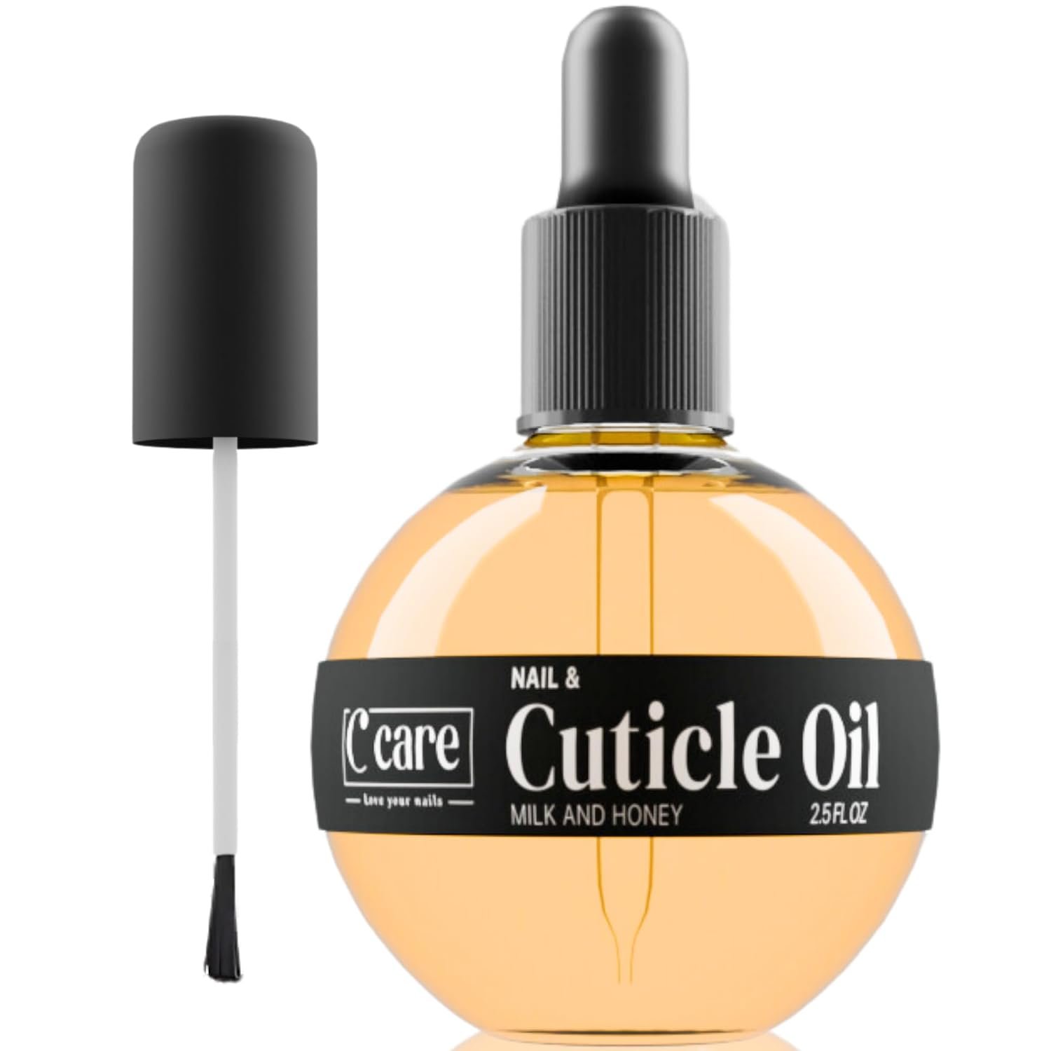 C CARE Cuticle Oil For Nails – Milk and Honey Nail Oil – Repairs Moisturizes and Strengthens Nails and Cuticles Overnight – Dropper & Brush included – Large 2.5 oz bottle