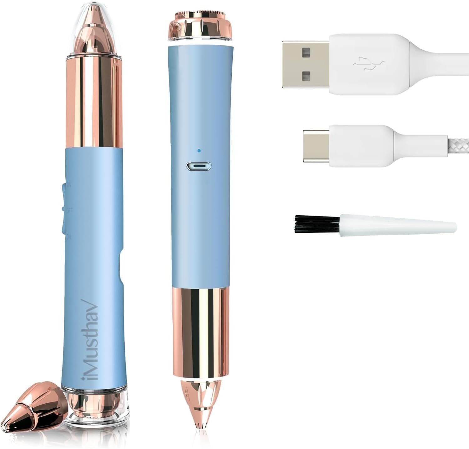 Face Hair Removal for Women, 2-in-1 Facial Hair Remover & Eyebrow Trimmer, Painless Flawless Face Shaver with LED Light, Rechargeable Peach Fuzz Remover & Electric Eyebrow Razor for Women