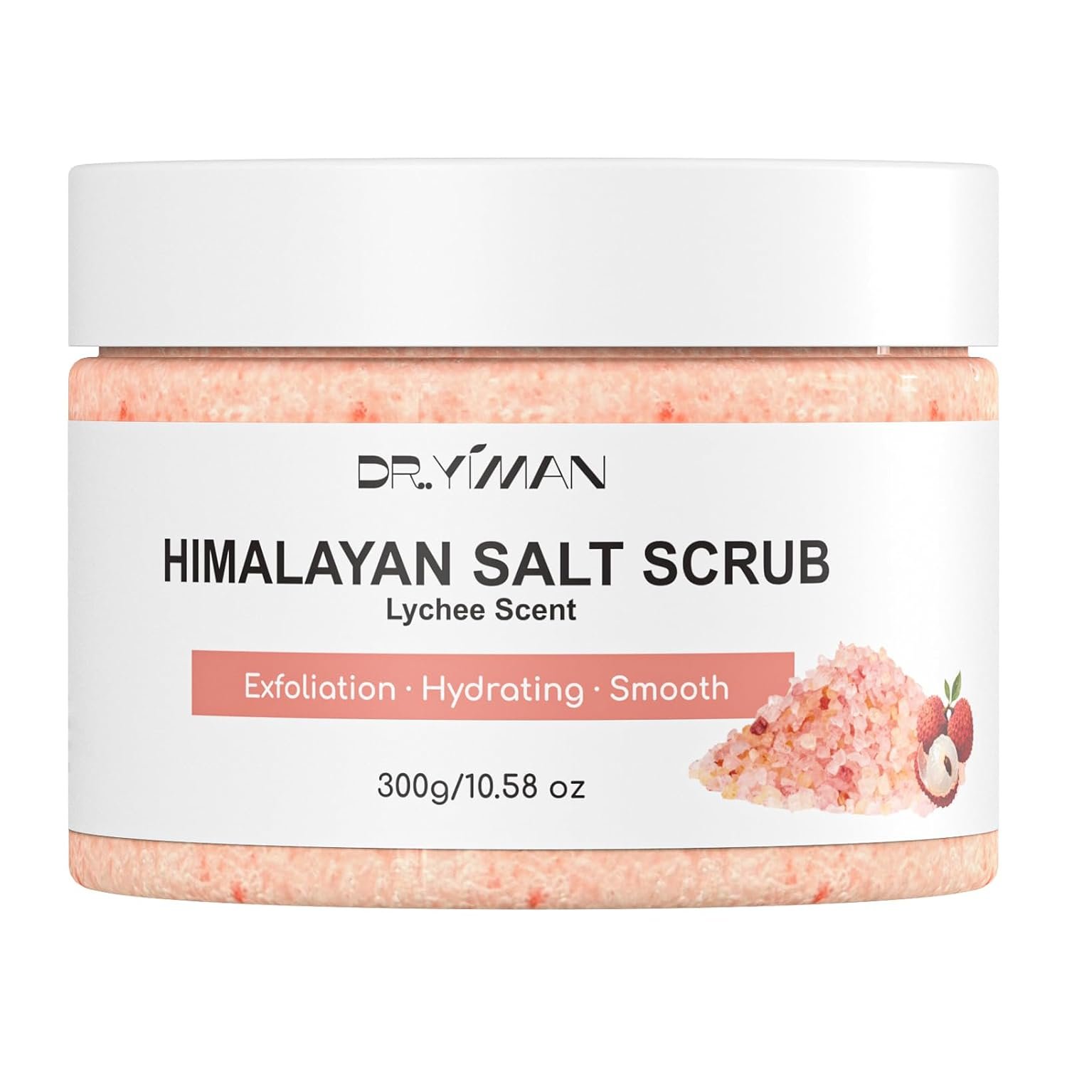 Himalayan Salt & Sugar Body Scrub, Lychee Scented Exfoliating and Moisturizing Scrub for Women – Gently Exfoliates, Hydrates and Smooths Skin for a Soft Glow, 10.58 oz