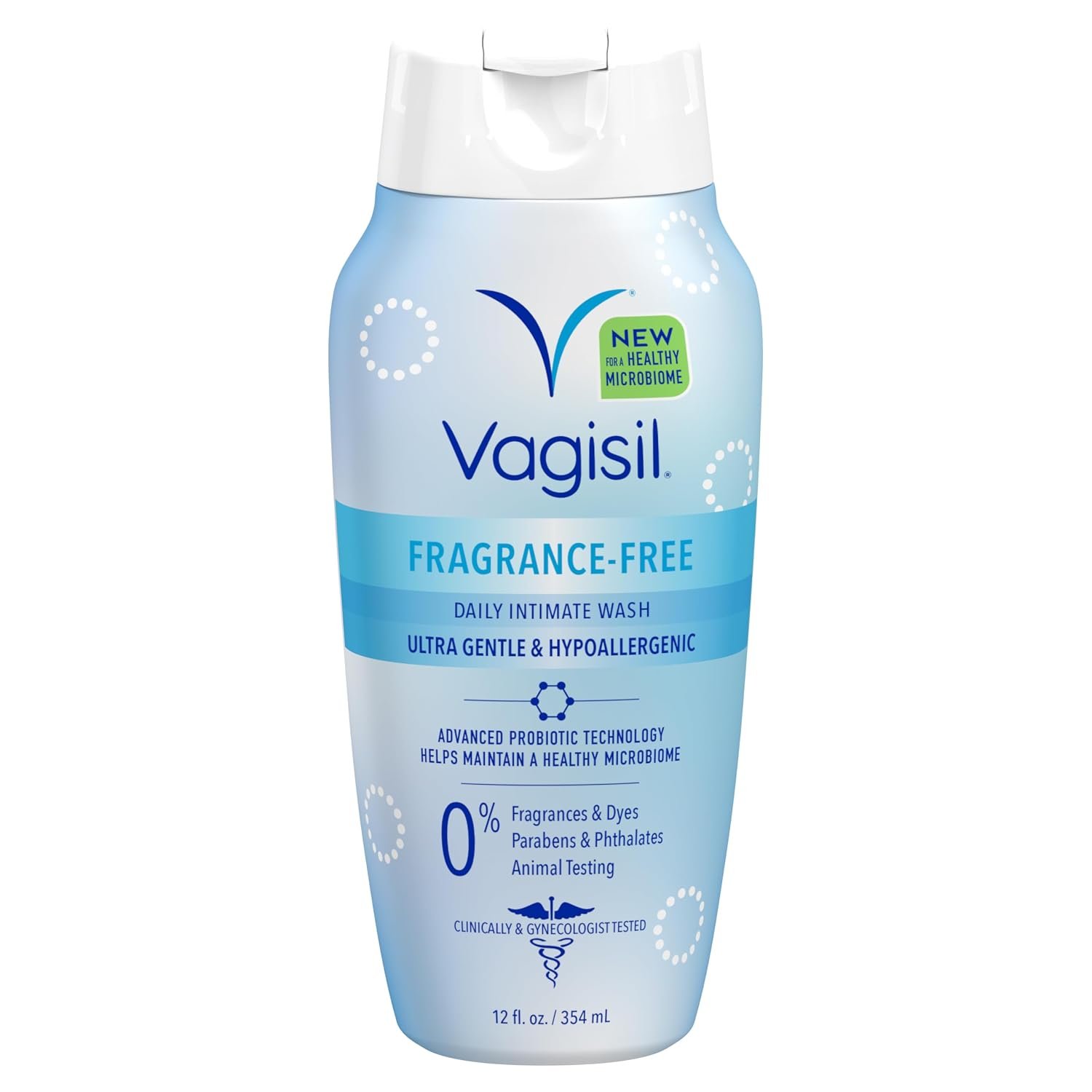 Vagisil pH Balance Feminine Wash, LactoPrebiotic, 12 Fl Oz (3 Pack) | pH balanced feminine wash with LactoPrebiotic for healthy microbiome. Gynecologist tested, hypoallergenic, with aloe.