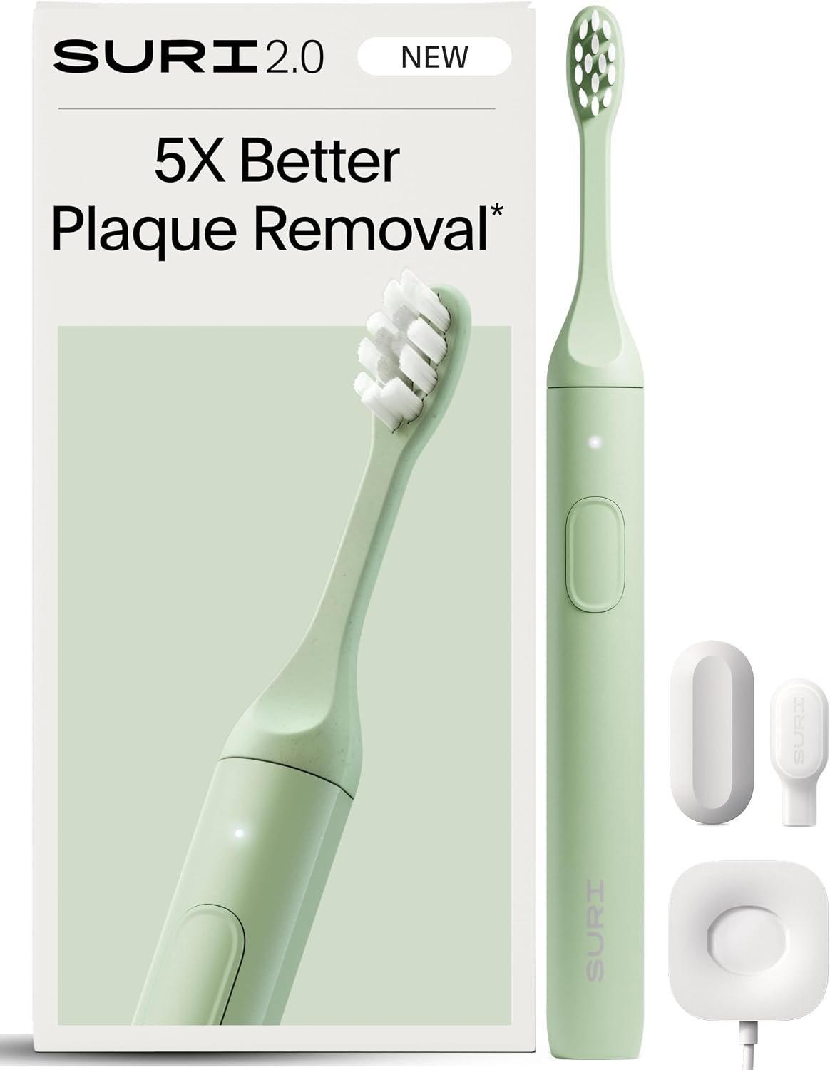 SURI 2.0 New Sonic Electric Toothbrush with Pressure Sensor | 1 Month+ Battery | Electric Toothbrush for Adults | Travel Toothbrushes | Tooth Brush | Green