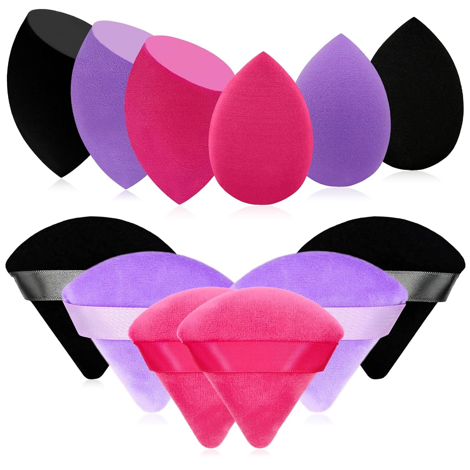 6+6 Professional Makeup Sponge Set,2.76 inch Portable Soft Setting Face Puffs Latex Free,Multicolor Makeup Blending Sponge Cosmetic Applicator for Loose Powder,Liquid,Facial Makeup Tools