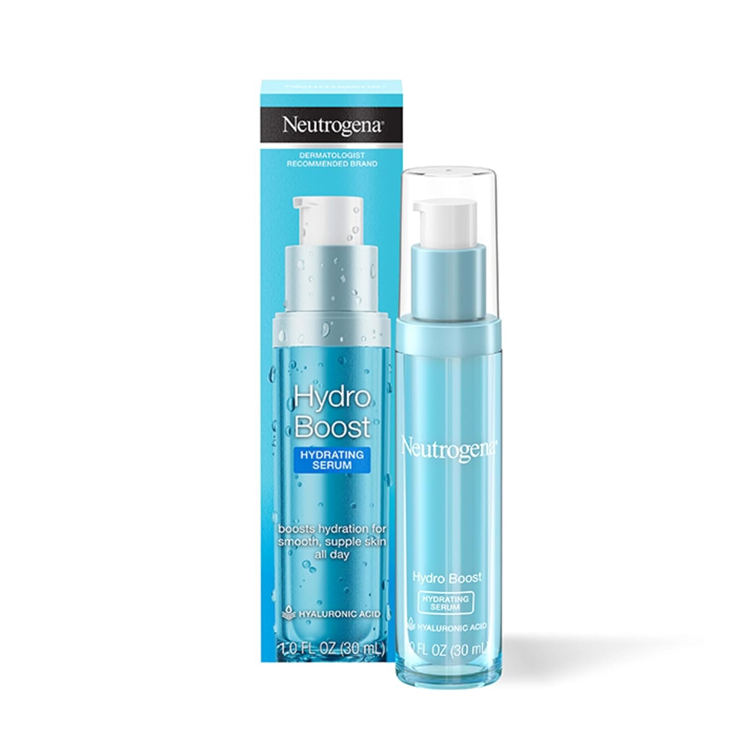 Neutrogena Hydro Boost Hydrating Serum with Hyaluronic Acid, 1 fl. oz | Purified Hyaluronic Acid, for Lightweight, Smooth and Supple Skin, Oil-Free, Non-Comedogenic