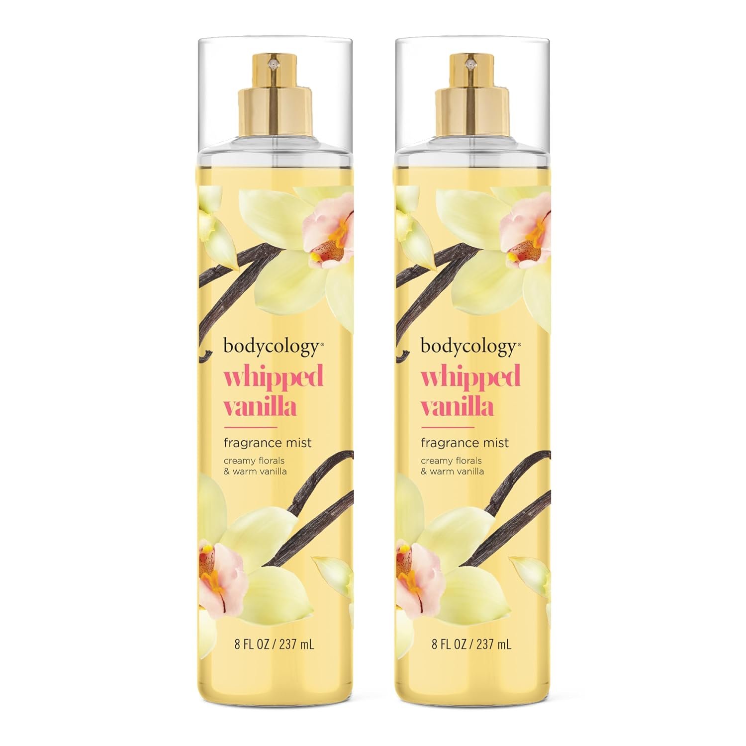 Bodycology Long-Lasting Fragrance Body Mist, Whipped Vanilla, 8 fl oz (Pack of 2)