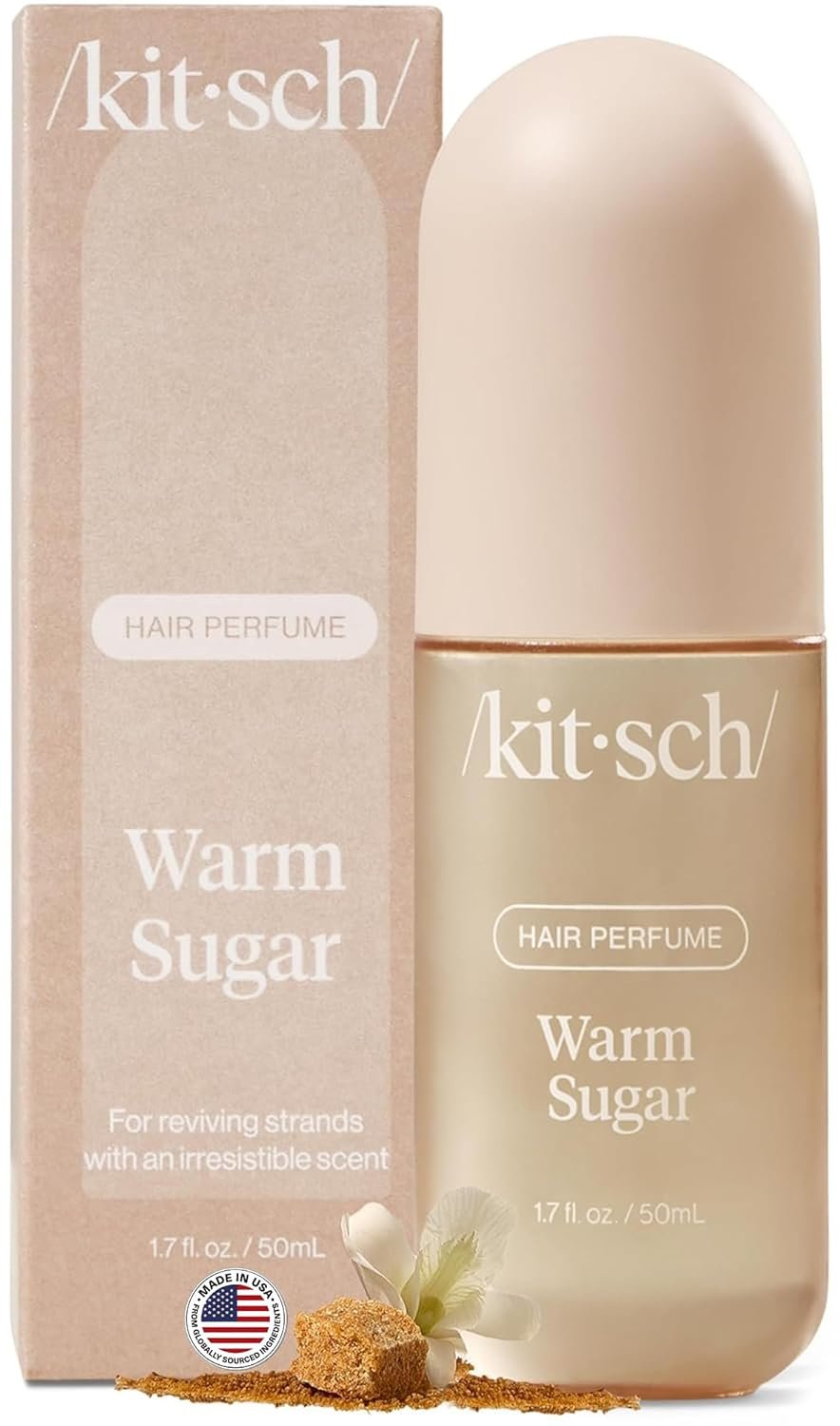 Kitsch Hair Perfume for Women – Hair Spray & Body Mist – Warm Sugar, 50mL | Clean, Deodorizing & Patented Odor-Eliminating Technology – Freshen Hair, Body & Pillows – Made in USA