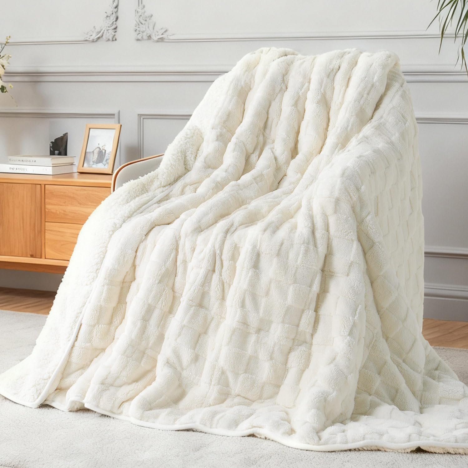 15lbs Weighted Blanket for Adults, Checkered Fleece & Sherpa, 60″x80″ | Dual-Sided Buttery Soft Comfort, 7-Layer for Even Weight Distribution, OEKO-TEX Certified Materials, Machine Washable