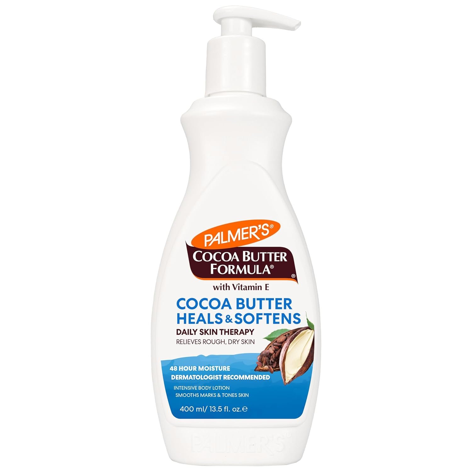 Palmer’s Cocoa Butter Body Lotion Formula, Daily Skin Therapy (13.5 Fl Oz) | Intensive Moisturizer Enriched with Vitamin E to Relieve Rough, Dry Skin. Helps Provide 48-Hour Deep Hydration, Pump Bottle