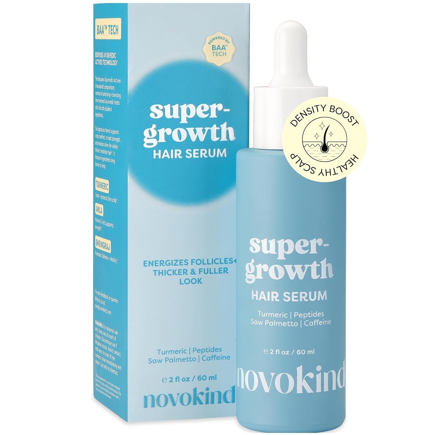Hair Growth Serum – Caffeine, Peptides, Rosemary | Lightweight Water Based Scalp Serum for Thinning Hair | Promotes Thicker Fuller Denser Look, Non-Greasy Hair Thickening Serum for Women & Men 2 fl oz