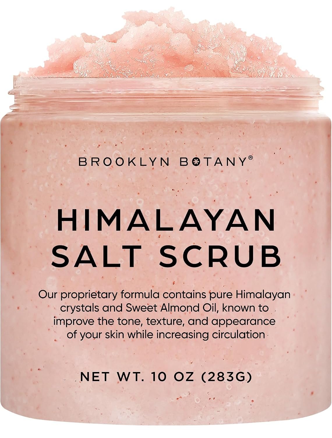 Brooklyn Botany Himalayan Salt Body Scrub – Moisturizing and Exfoliating Body, Face, Hand, Foot Scrub – Fights Stretch Marks, Fine Lines, Wrinkles – Great Gifts for Women & Men – 10 oz