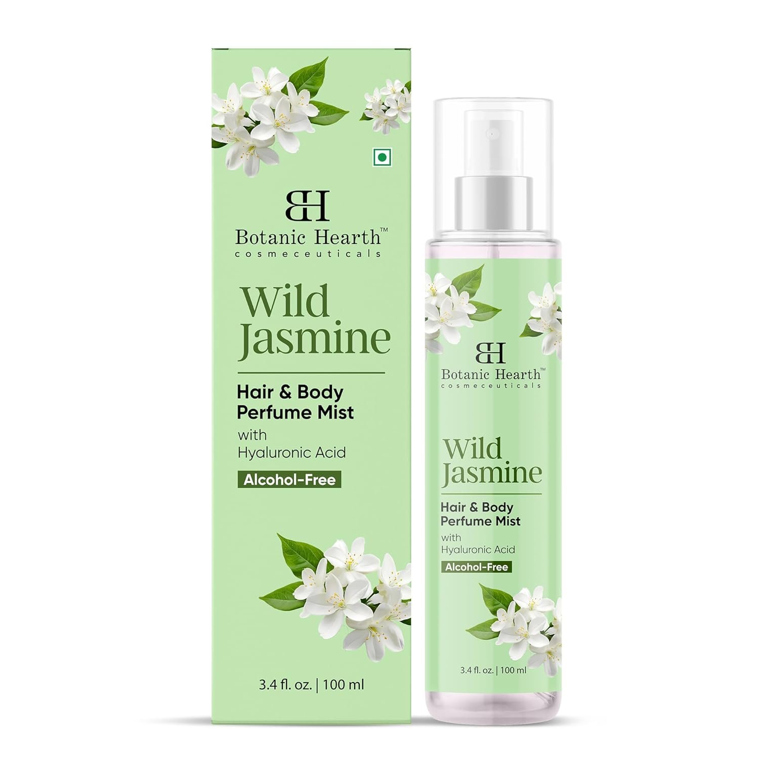 Botanic Hearth Jasmine Hair Perfume & Body Mist- 3.4 Fl oz | Long-Lasting Hair Deodorizer & Body Scent, Alcohol-Free Fragrance Hair Spray Everyday Wear, All Day Freshness for Women & Men