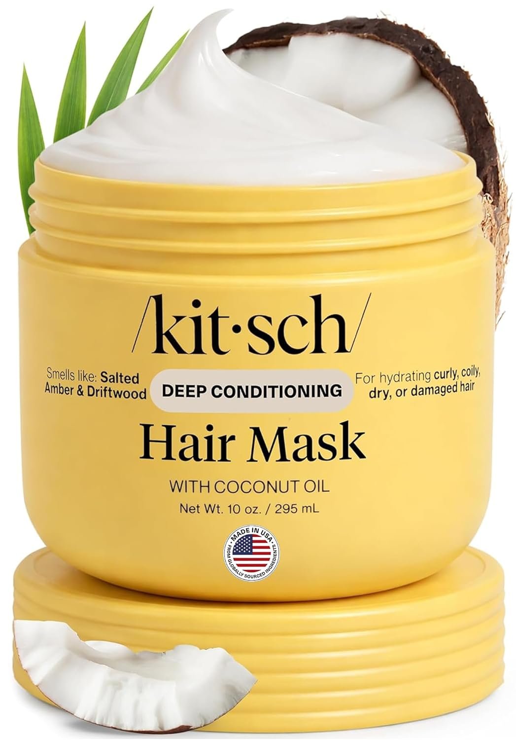 Kitsch Moisturizing Coconut Oil Hair Mask for Damaged Hair – 10 oz | Deep Conditioner for Women – Curly Hair Products Friendly – Frizz-Reducing Hair Care for Curly, Coily & All Hair Types