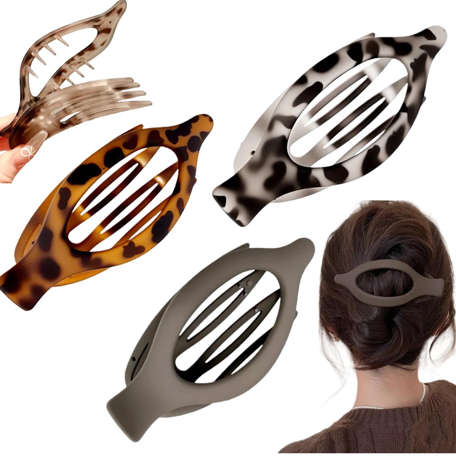 Flat Hair Clips for Women – 2026 New Flat Claw Clips for Women Duckbill Hair Clips for Thick or Thin Hair, No-Slip Grip Hair Styling Accessories for Daily Use Women & Girls (3 Pcs A)