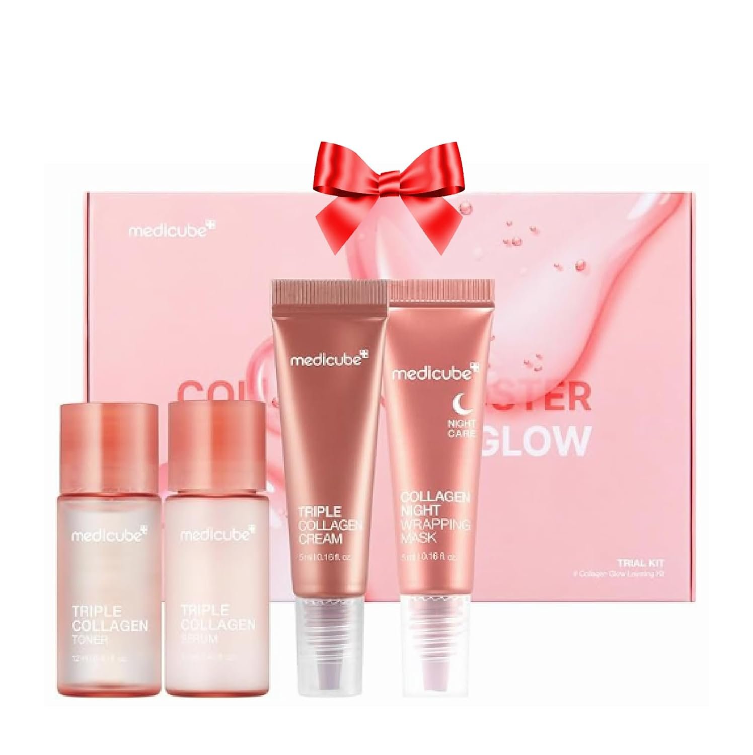 medicube Glass Skin Collagen Trial Kit – Mini Skincare Set | Korean Skincare Set, Ideal Gifts for women, 4-Step Skincare Set for glowy skin, Travel Eseentials