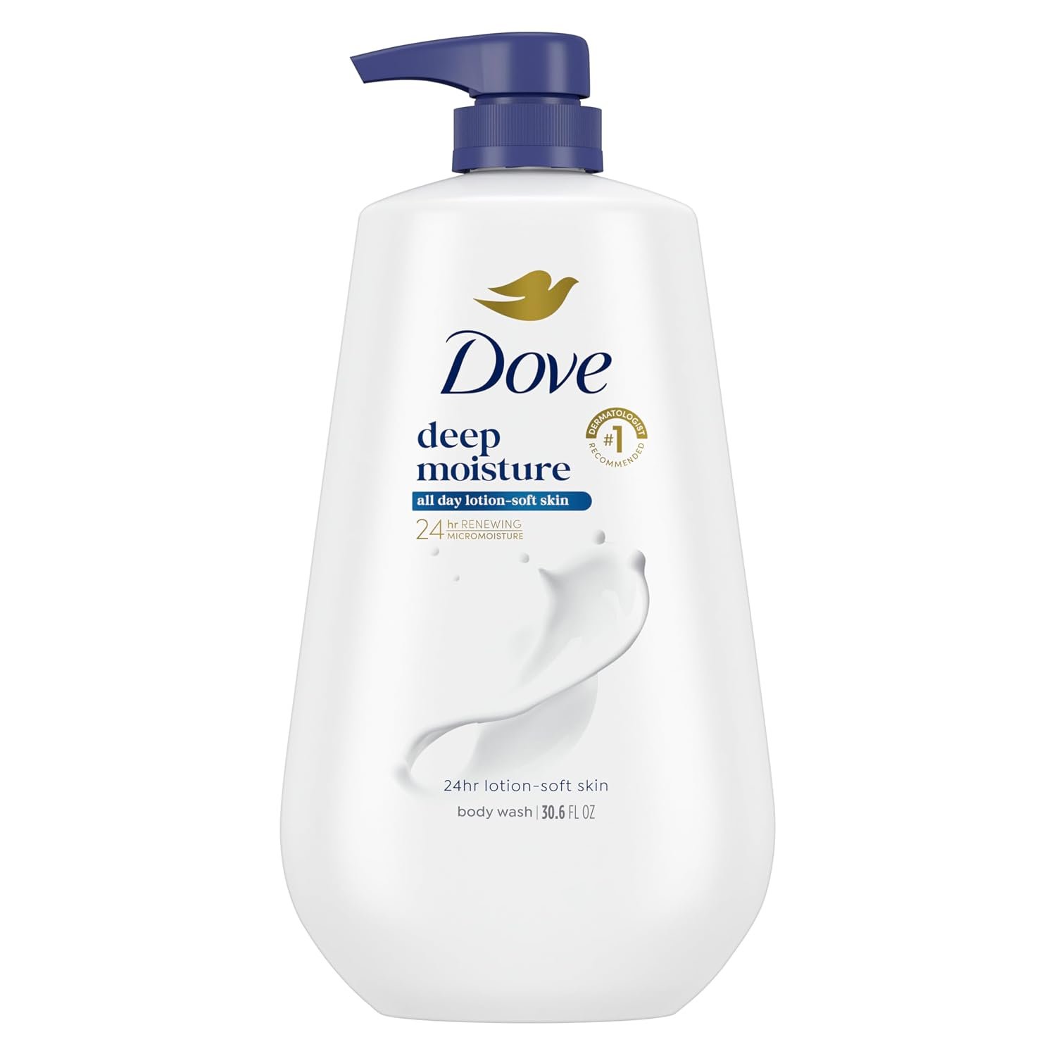 Dove 24hr Lotion Body Wash Deep Moisture, 30.6 oz | Moisturizing body wash with MicroMoisture technology for 24-hour hydration and lotion-soft skin