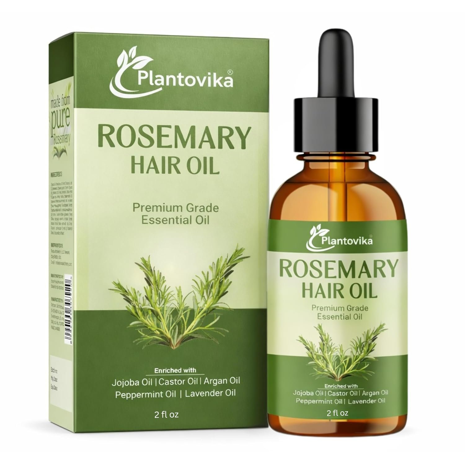 Rosemary Oil for Hair Growth – Hair Growth Oil with Jojoba, Castor, Argan, Peppermint & Lavender | Scalp & Hair Strengthening Treatment for Women & Men (2 Fl Oz)