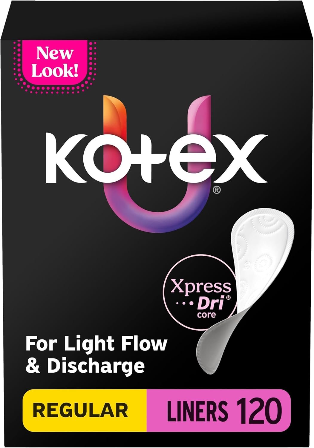 Kotex Flat Liners, Light Absorbency, Regular Length, 120 Count