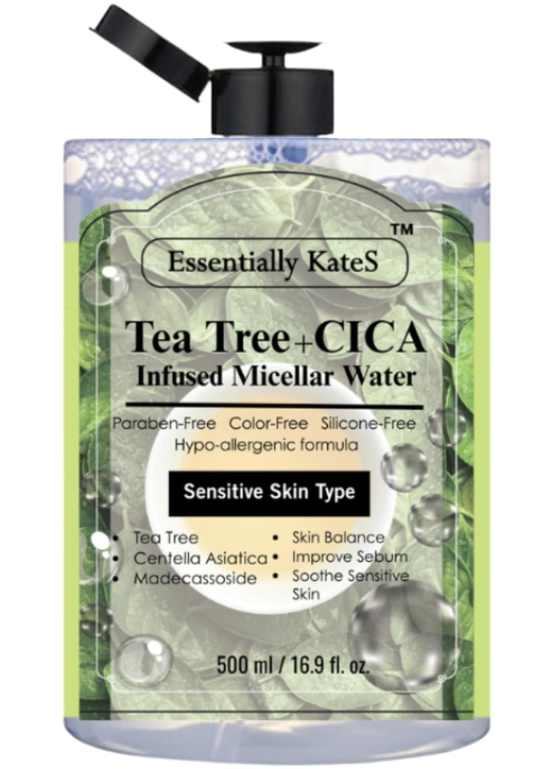 Essentially KateS Korean Micellar Water Makeup Remover 16.9 Fl Oz – NO stinging, NO tightness, NO over-drying – SuperHydrating No-Rinse Facial Cleanser for Sensitive Skin