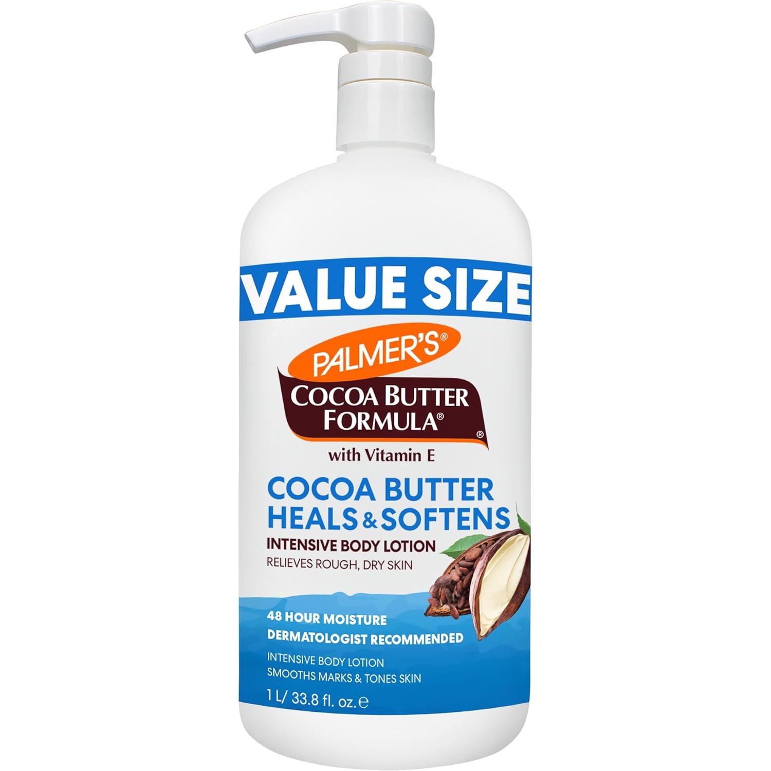 Palmer’s Cocoa Butter Body Lotion Formula, Daily Skin Therapy (33.8 Fl Oz) | With Vitamin E to provide 48 hour deep hydration for rough, dry and eczema prone skin. Convenient pump for whole family use.