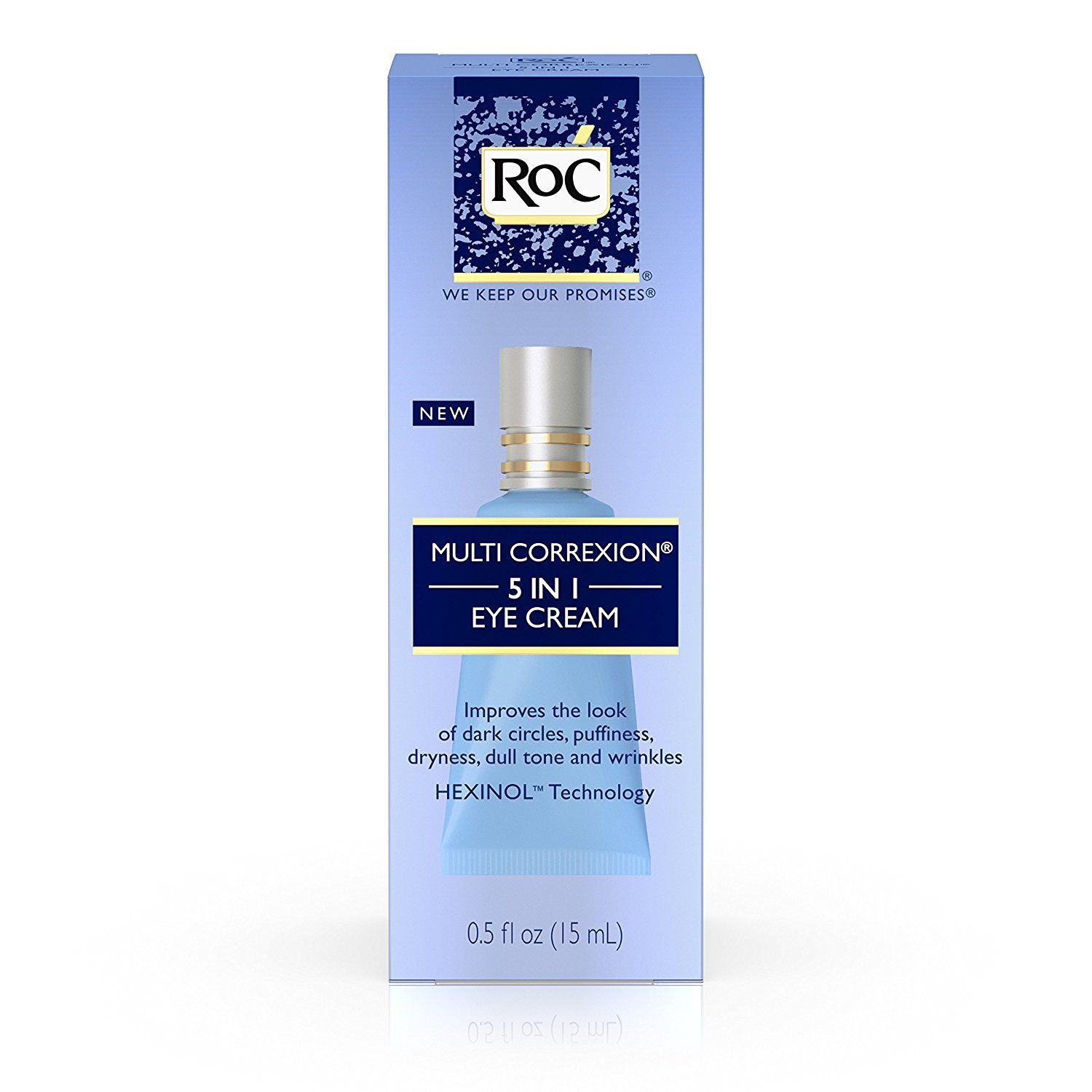 RoC Multi Correxion 5 in 1 Anti-Aging Eye Cream for Puffiness, Under Eye Bags & Dark Circles, Skin Care Treatment with Shea Butter, (.5 oz) with Night Cream Packette (Packaging May Vary)