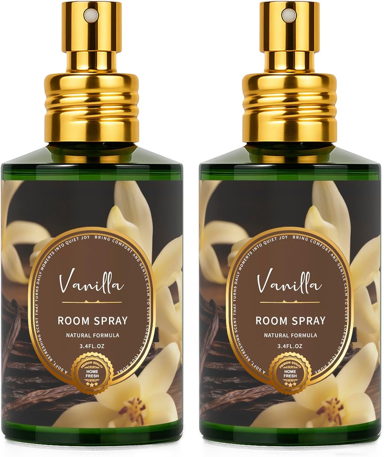 Vanilla Room Spray 2 Pack, 3.4oz/100ml Each – Long-Lasting Air Freshener & Odor Eliminator for Home, Bathroom, Bedroom & Office, Concentrated Room Spray