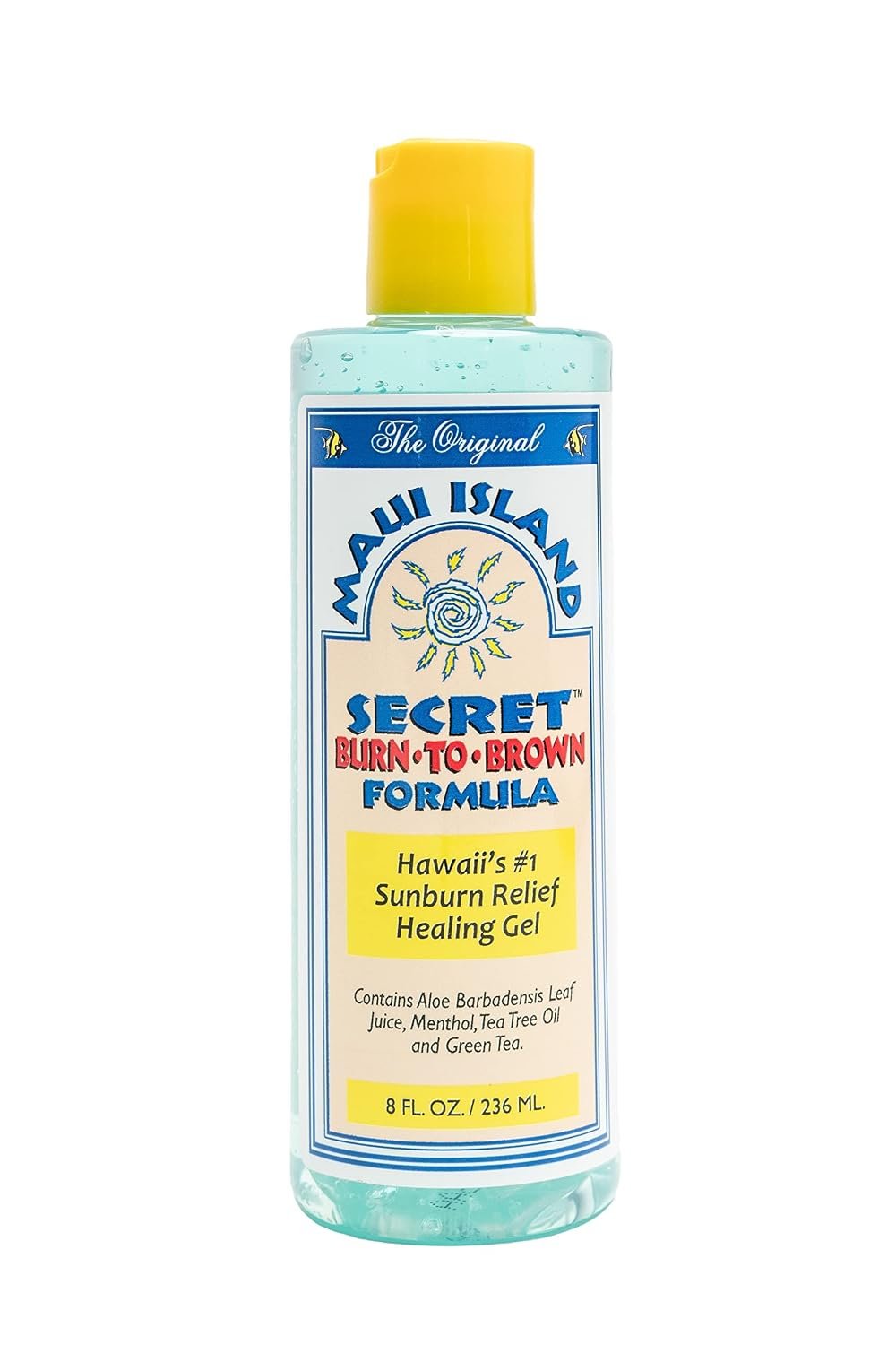 Maui Island Secret Burn to Brown Formula Aloe Sunburn Relief Gel, Soothing & Hydrating – Instant Cooling with Menthol & Tea Tree Oil 8 Oz. 1pack