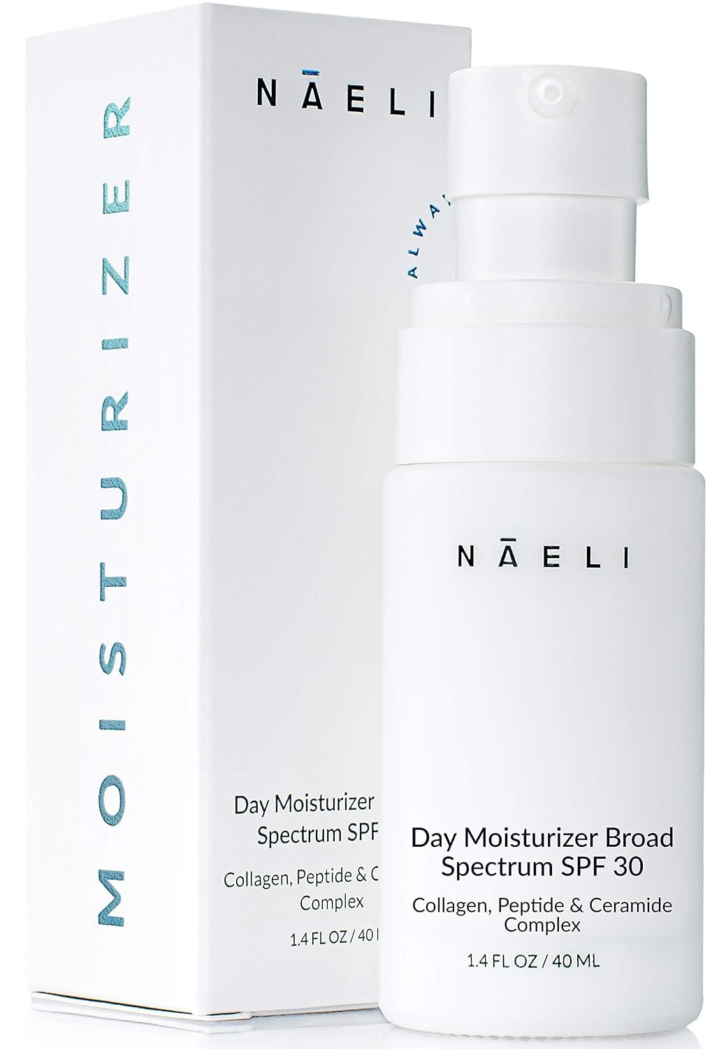 NAELI Face Moisturizer with SPF 30, Anti Aging Collagen & Peptide Cream, Reduces Wrinkles – Lightweight Skin Hydration with Hyaluronic Acid, Paraben Free & Non-Comedogenic Sunscreen, 1.4 oz