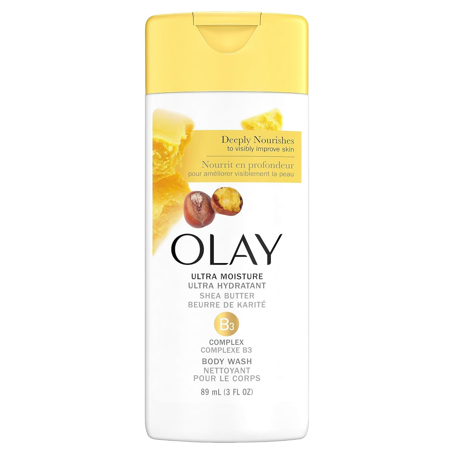 Olay Ultra Moisture Body Wash for Women, Shea Butter Scent, Travel Size, 3 oz (Pack of 3)
