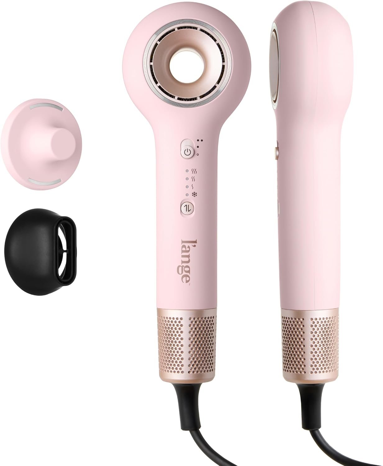 L’ANGE HAIR Axia HaloRing Ionic Hair Dryer | High Speed Professional Blow Dryer for Smooth, Frizz-Free Styles | Lightweight Brushless Motor with Concentrator & Wall Mount | 4 Heat Settings | Blush