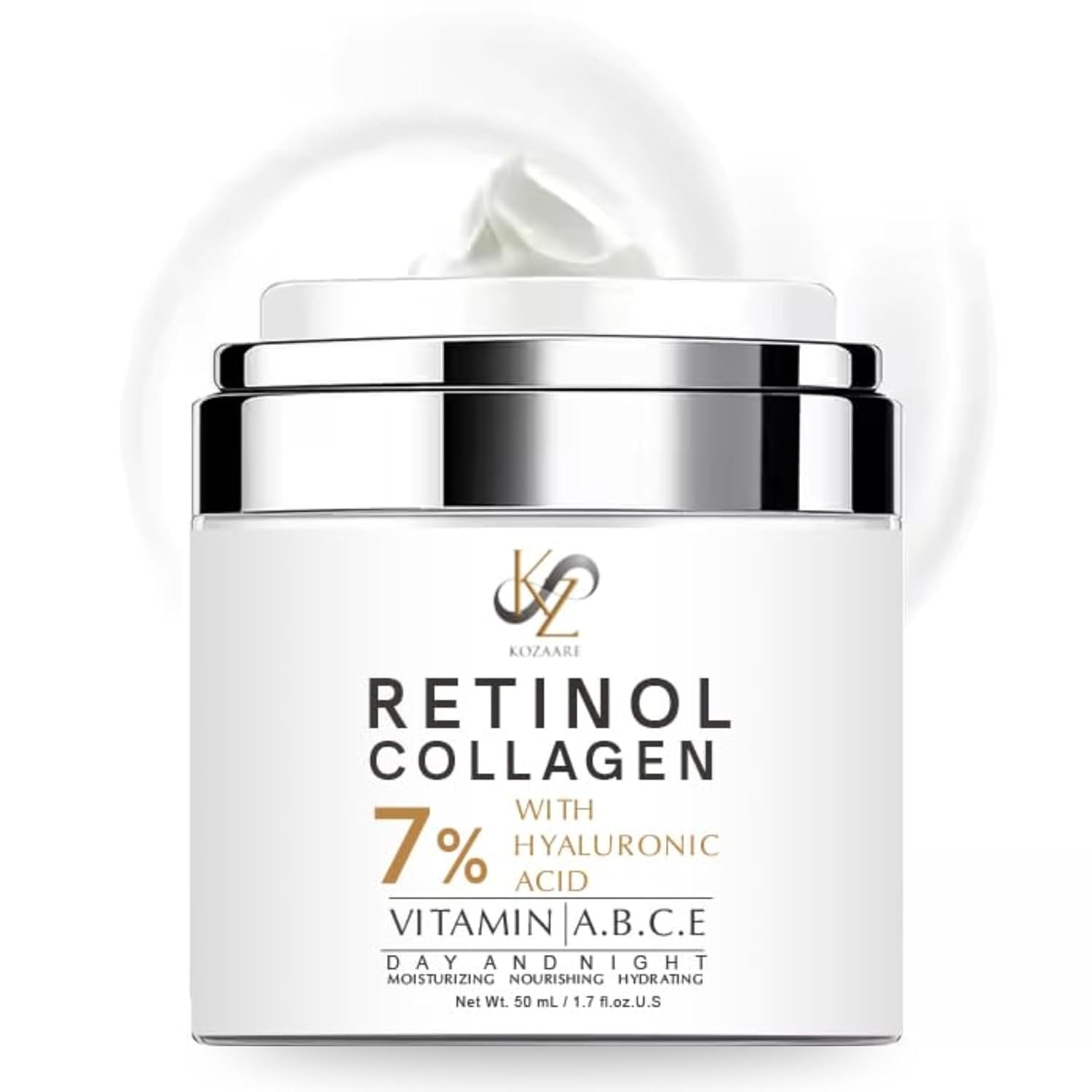 Retinol Collagen Face Moisturizer & Moisturizer Face Cream with Retinol – Anti Aging Face Cream for Women with 7% Hyaluronic Acid, Vitamins A B C E – Facial Moisturizer for Day & Night 1.7 fl oz