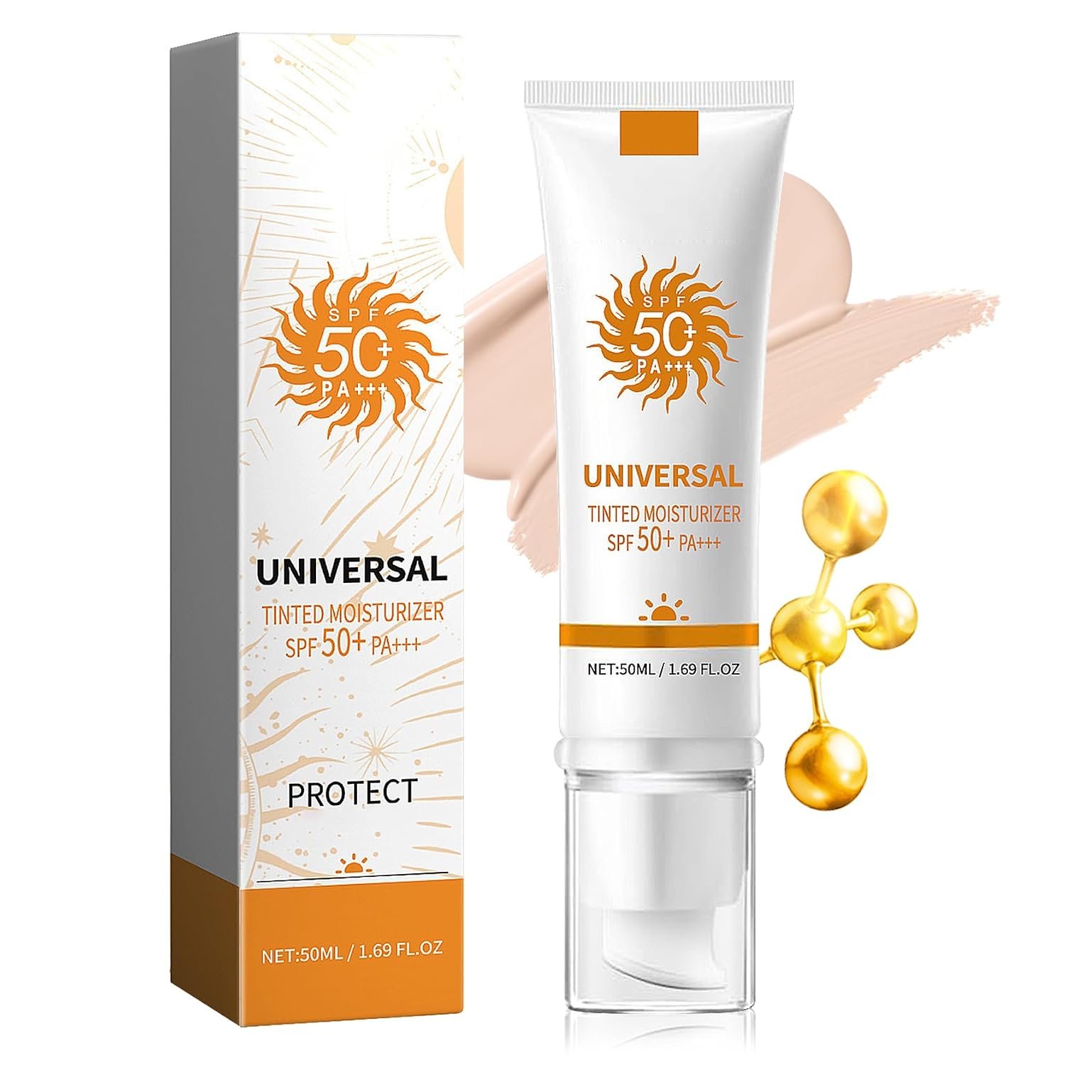 Tinted Sunscreen,Face Sunscreen Cream SPF 50+ PA+++,Moisturizing Sunscreen for Face,Long Lasting Refreshing Tinted Face Moisturizer Sunblock,Non-greasy Travel Size Facial Sunscreen Lotion