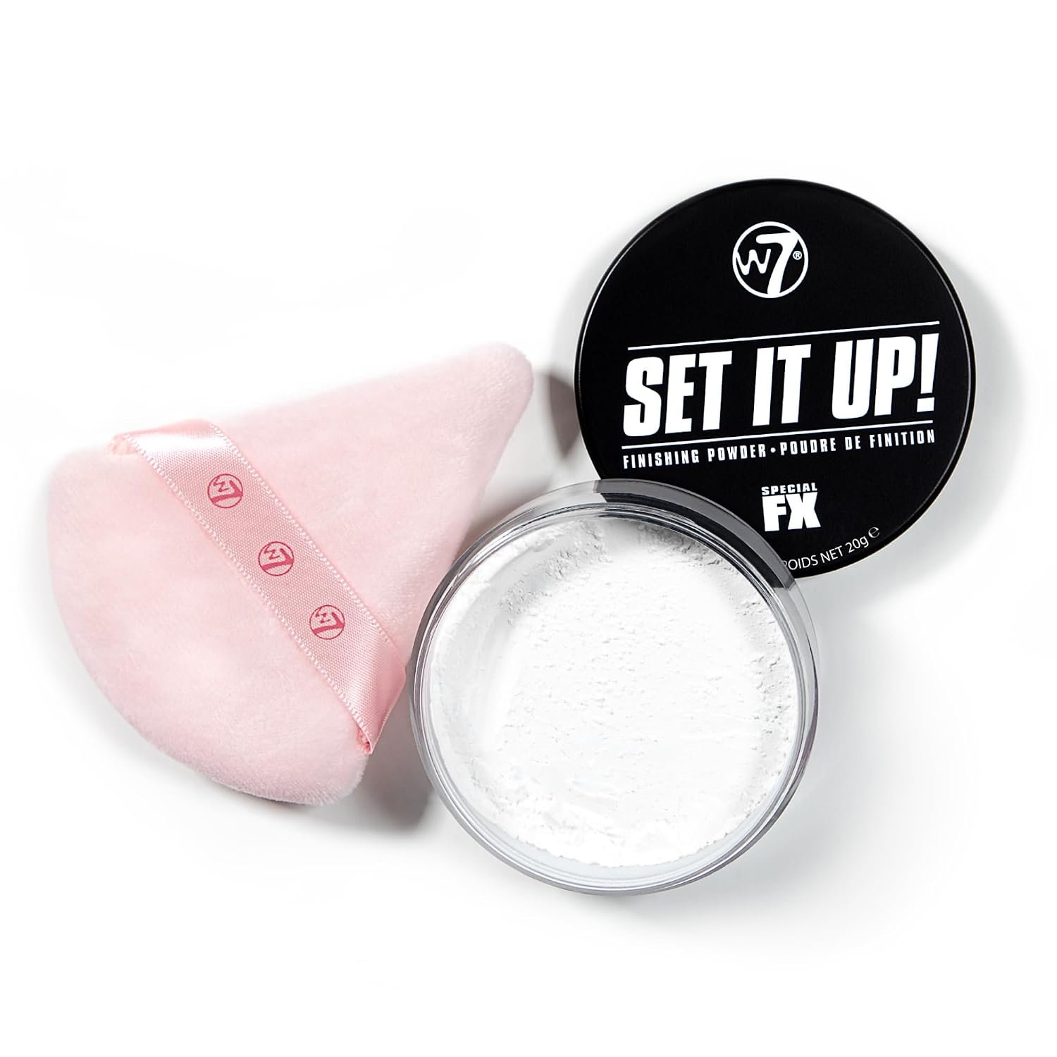 W7 Set It Up Loose Setting Powder and Precision Puff Duo | Translucent Feather-Light Finishing Powder, Soft Puff, Mess-Free