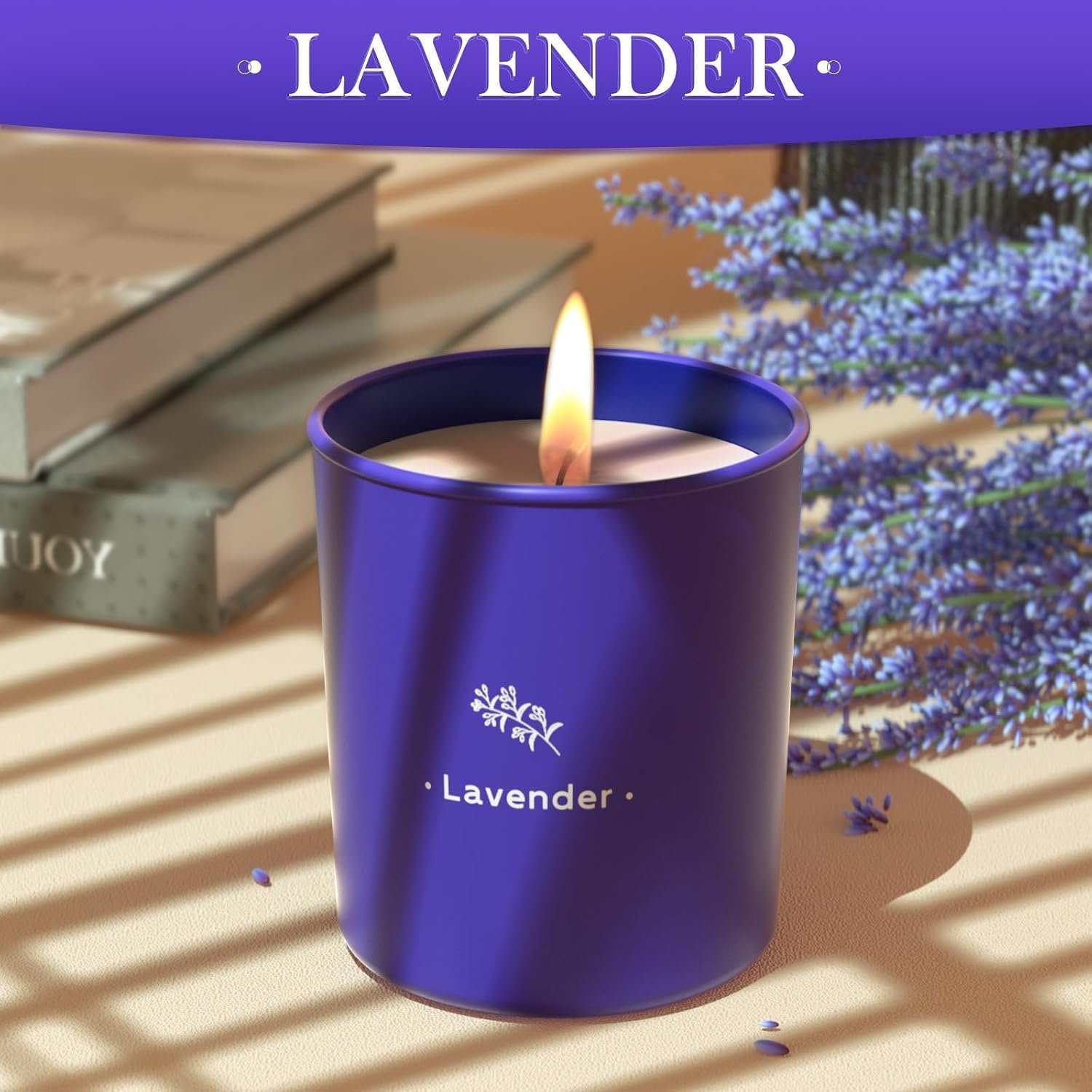 Lavender Scented Candle, 8 oz Soy Wax Jar Candle for Women, 45 Hour Burn | Long Lasting Candle for Home Scented, Purple Glass Jar Gift for Girl, Chrismas Mother’s Day Valentine’s Day Birthday, 1 Pack