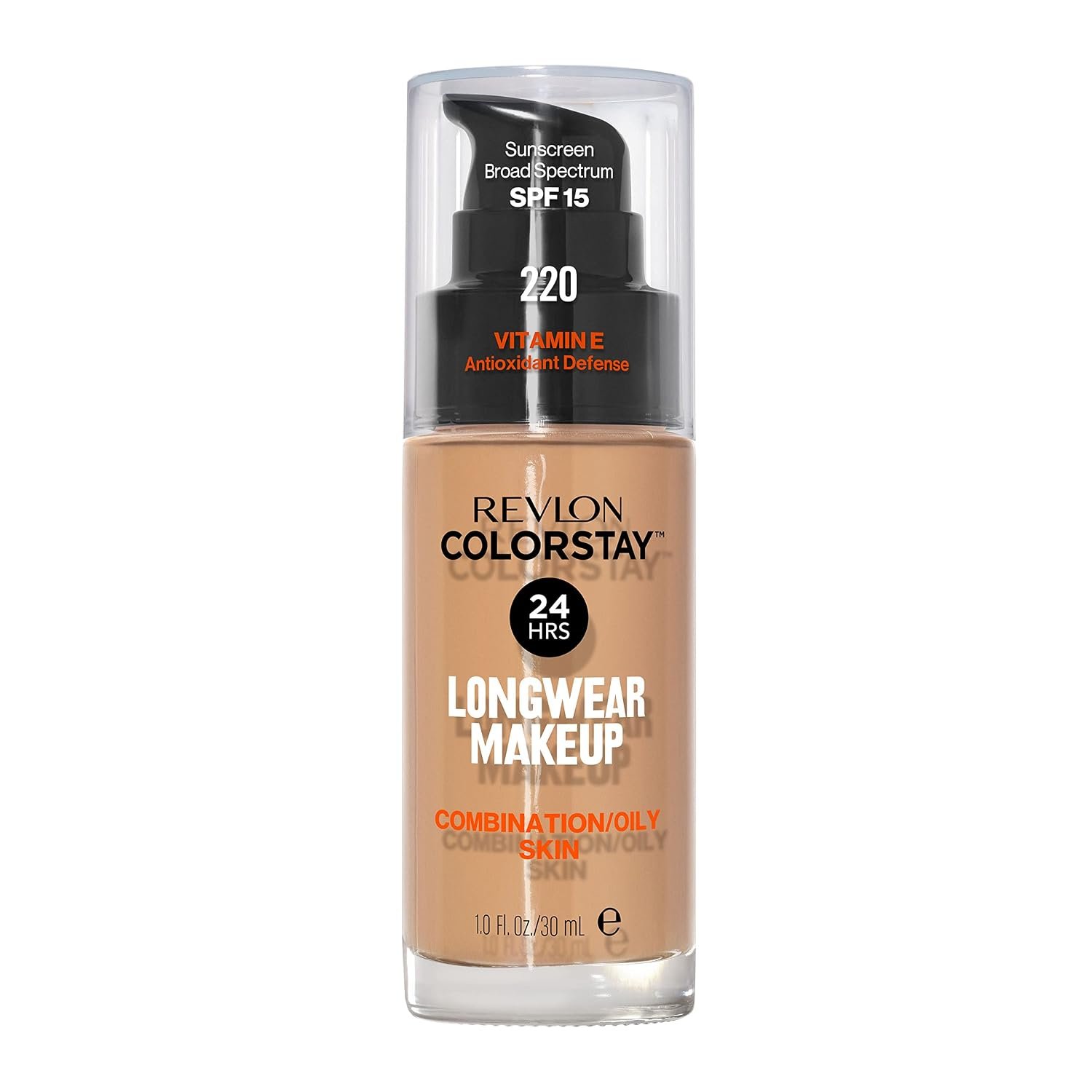 Revlon Liquid Foundation, ColorStay Face Makeup for Combination & Oily Skin, SPF 15, Medium-Full Coverage with Matte Finish, 220 Natural Beige, 1 Fl Oz | Longwear foundation for combination & oily skin with SPF 15. Medium-full coverage, matte finish. Up to 24hr wear.