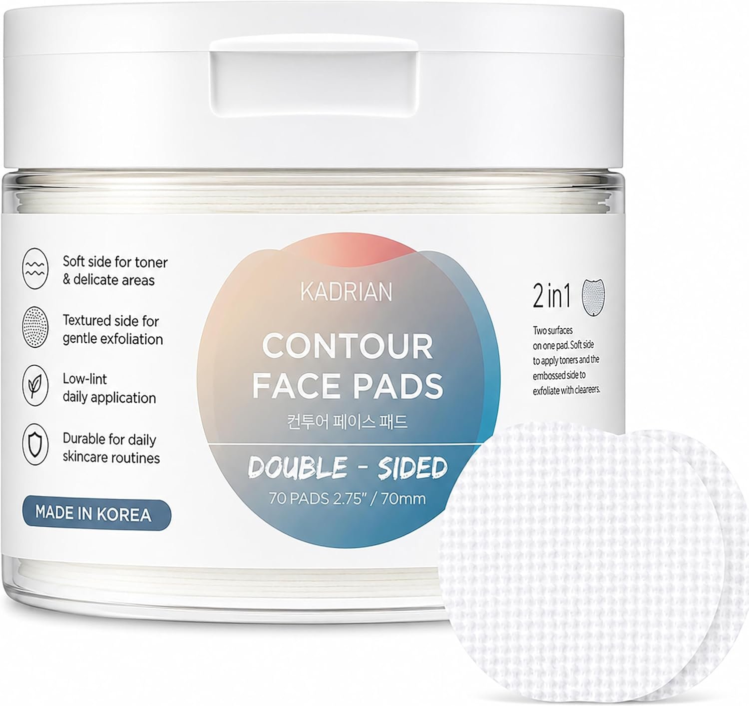 Premium Dual-Sided Cotton Rounds Lint-Free Exfoliating Face Pads – Korean Toner Pads – Round Cotton Pad for Face – Lint Free Makeup Remover – Skin Care Cleansing