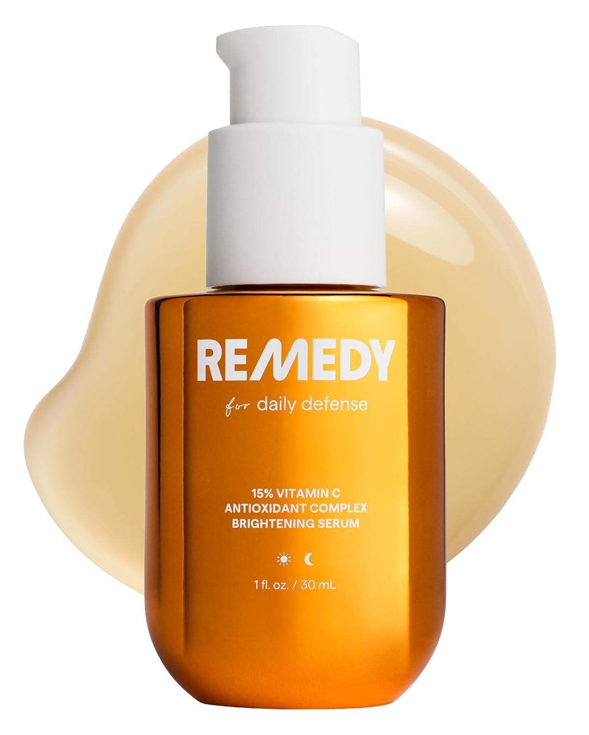 REMEDY for Daily Defense, 15% Vitamin C Complex Brightening Serum | Stabilized Vitamin C with Next-Gen Antioxidants, Ferulic Acid, Ectoin, Fragrance Free, By Dermatologist Dr. Shah, 1 fl oz