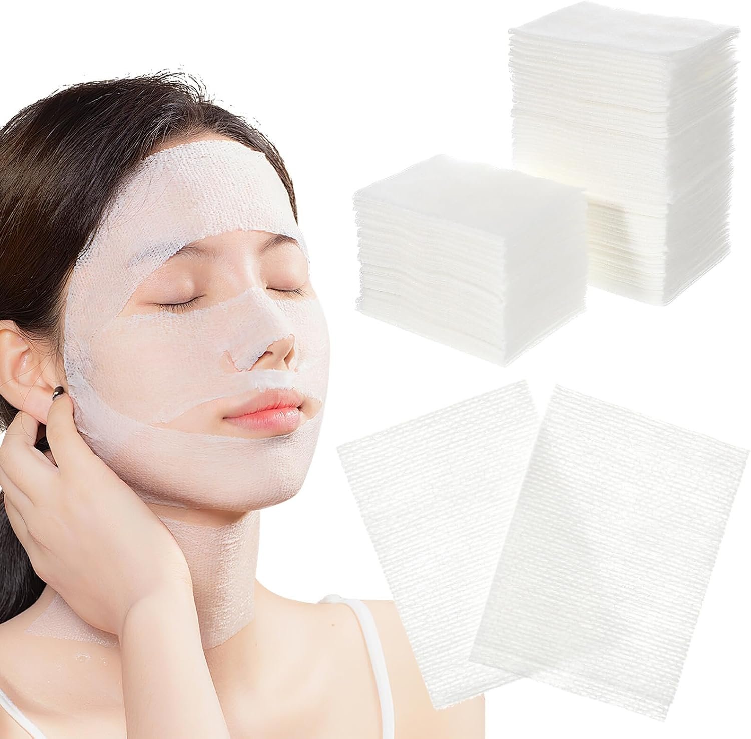 400Pcs Cotton Pads for Face, 4.2×3.9in Thin Facial 100% Cotton Wipes, Stretchable Dry Toner Pads Soft Wipes for Toner, Makeup Remover, and Masks, Extra Soft Makeup DIY Mask for Women