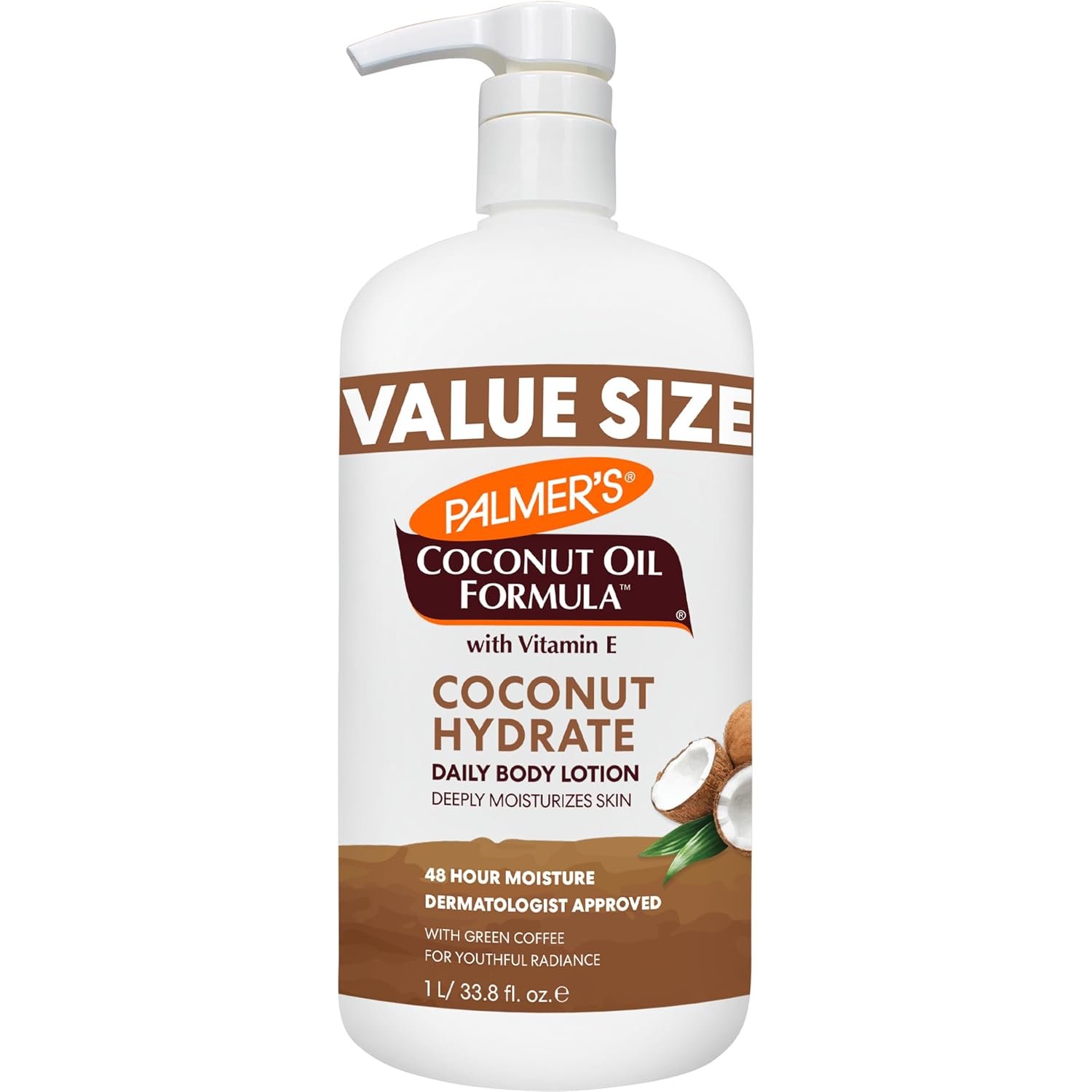 Palmer’s Coconut Oil Formula Body Lotion for Dry Skin (33.8 Fl Oz) | Hydrating hand & body moisturizer with Green Coffee Extract and Vitamin E for youthful looking radiance and 48 hour moisture.