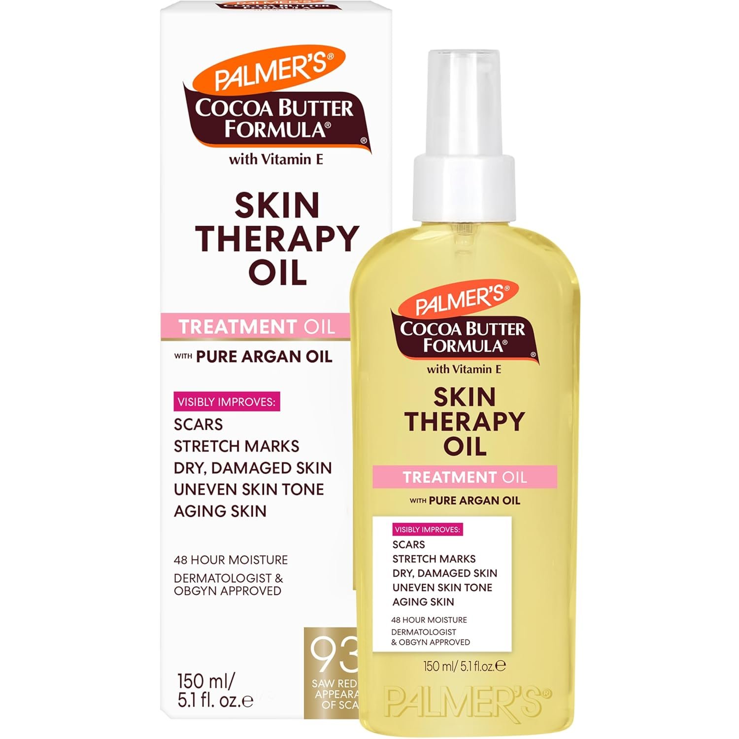 Palmer’s Skin Therapy Body Oil, Moisturizing Cocoa Butter Formula (5.1 Oz) | Deep Body Moisturizer for Dry, Damaged Skin with Vitamin E & Pure Argan Oil, Helps Imrove Appearance of Scars, Stretch Marks