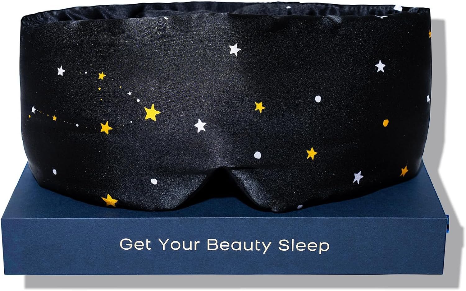Fleur&Yang Silk Sleep Mask, Adjustable Blackout Sleeping Mask for Men Women, Soft Breathable 100% Mulberry Silk Fabric, Cooling Eye Cover Blindfold for DeepSleep or Meditationc(Starlight)