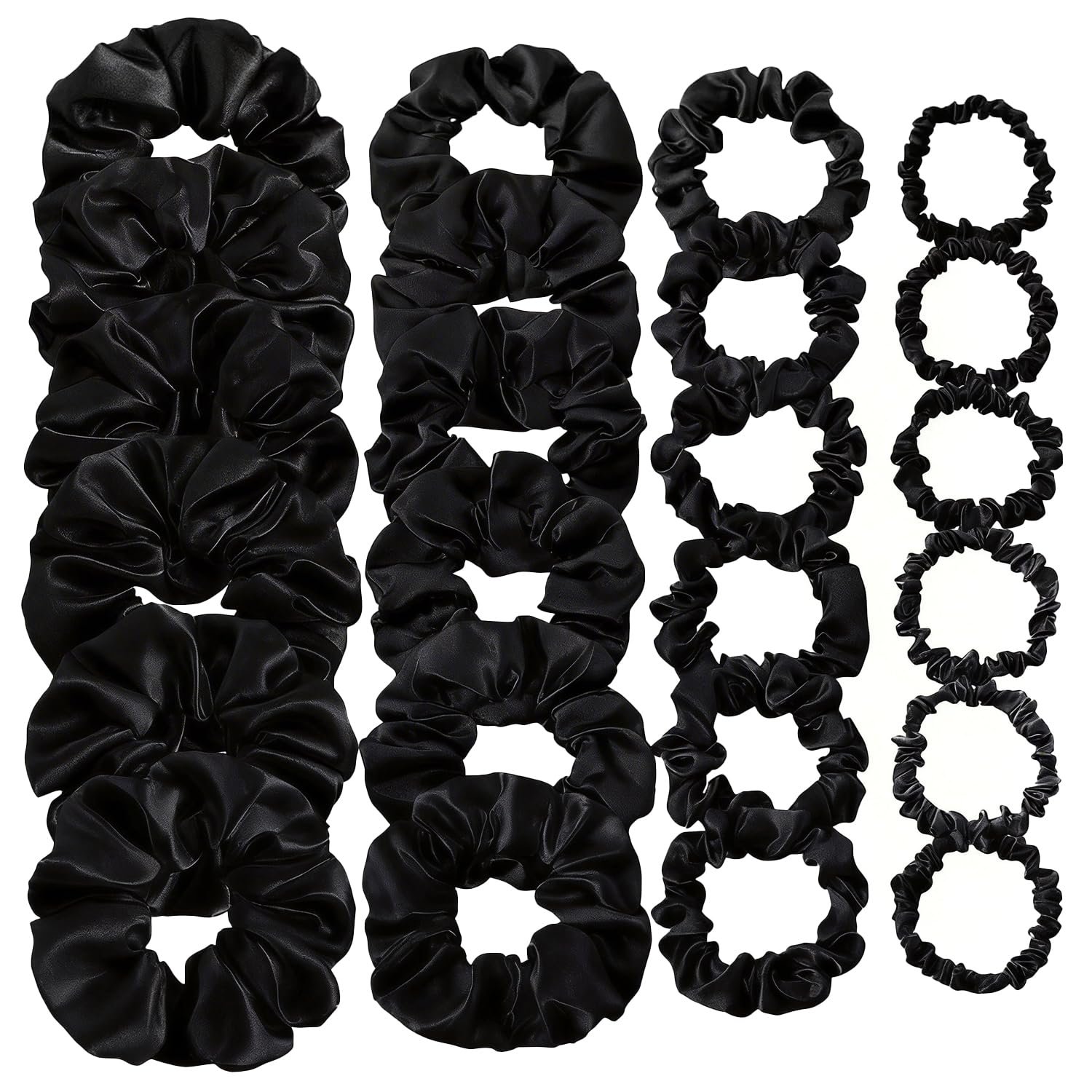 24 Pcs Hair Ties Scrunchies for Women Big Satin Scrunchie for Girls Seamless Elastic Hair Bands Soft Small Hair Tie for Thick Thin Hair Ponytail Holders Accessories