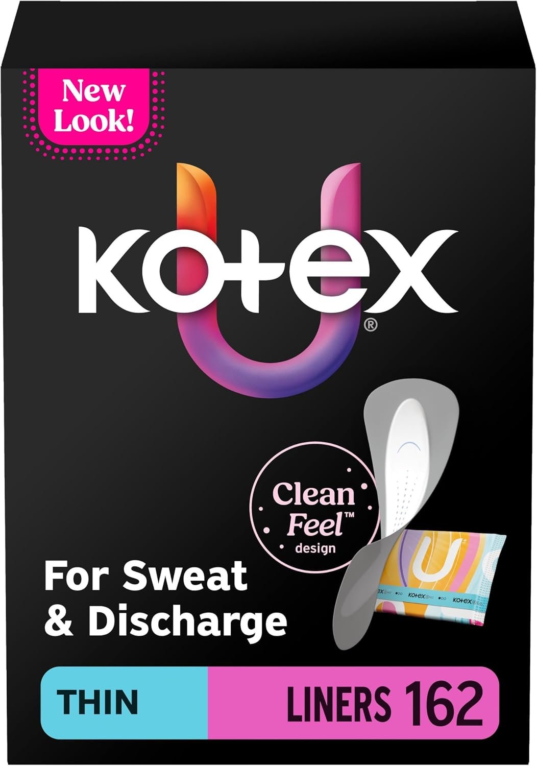 Kotex Daily Wrapped Liners, Light Absorbency, Thin, 162 Count (Packaging May Vary)