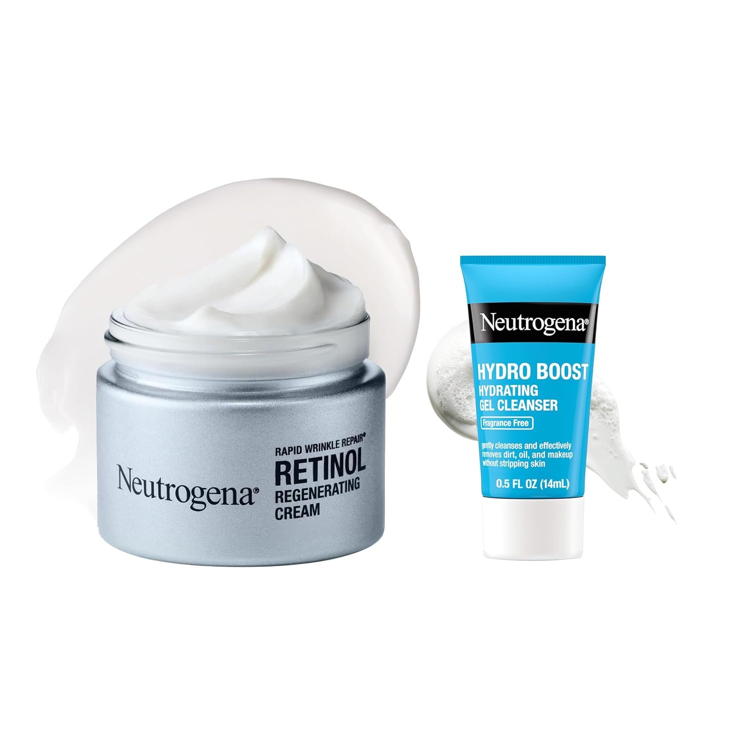 Neutrogena Rapid Wrinkle Repair Retinol Face Moisturizer + Trial Cleanser | Anti-Aging Face Cream, Retinol & Hyaluronic Acid, 1.7 oz, Trial Size Hydro Boost Facial Cleanser, 0.5 fl. oz