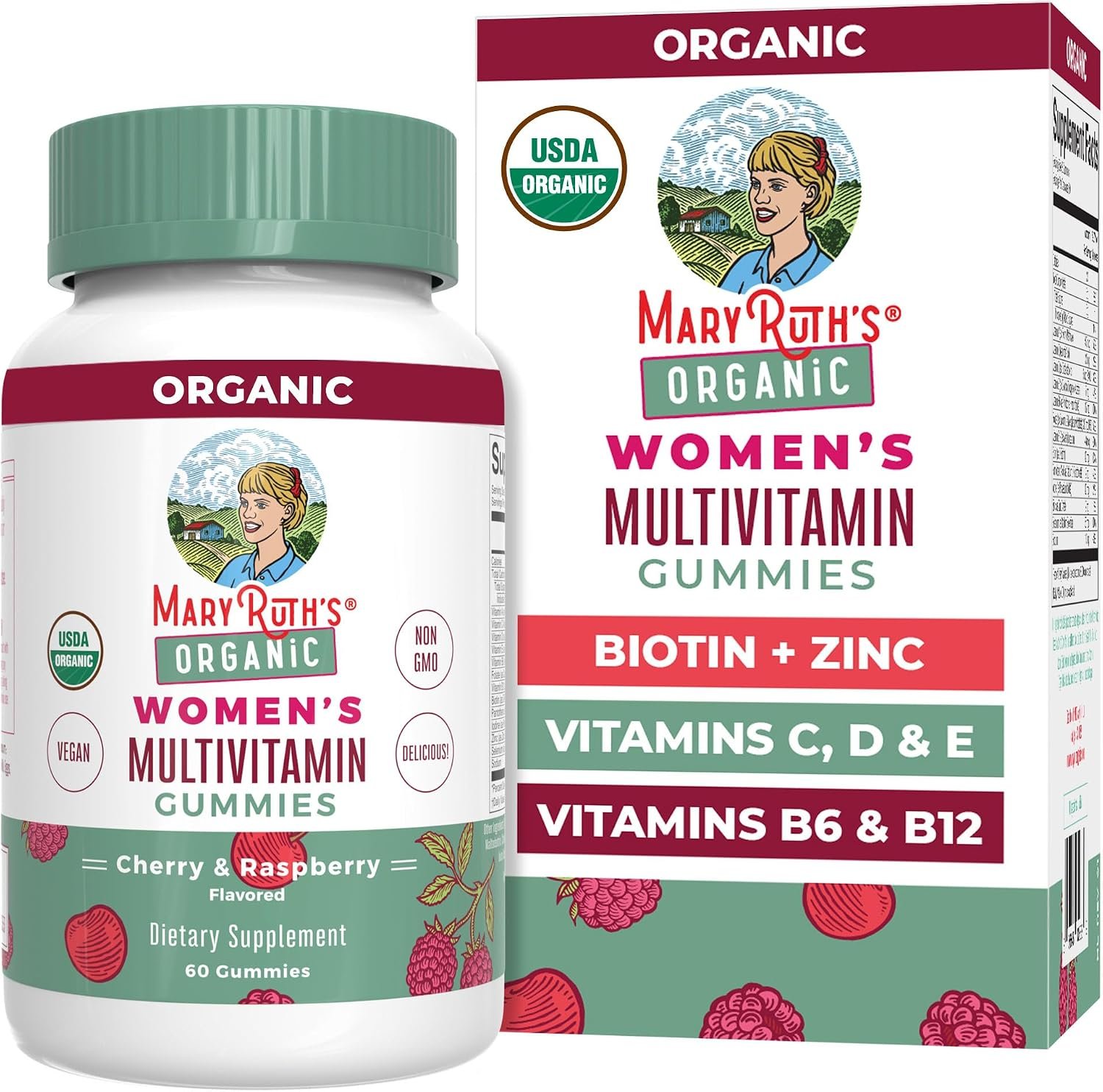 MARYRUTH’S Organic Multivitamin Gummies for Women, Hair & Skin Health, 60ct | Immune Support, Hair & Skin Health, Reproductive Health, Vitamin A C D E B6 B12 Biotin Zinc Iodine